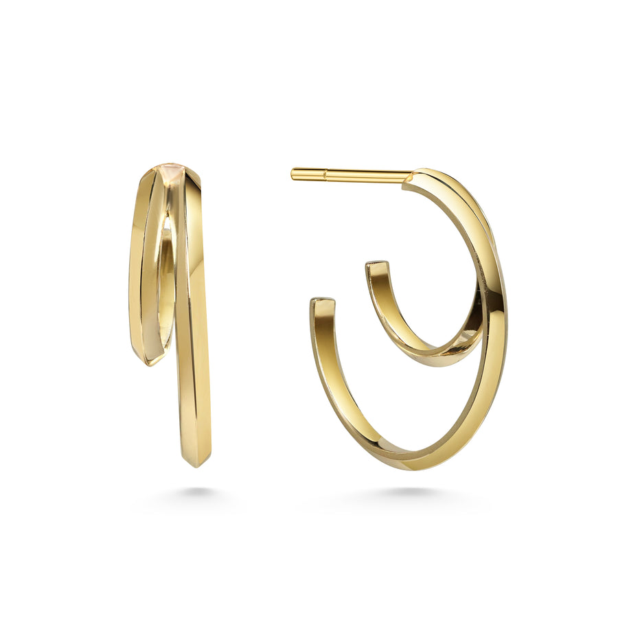 The Double Hoop Earrings by East London jeweller Rachel Boston | Discover our collections of unique and timeless engagement rings, wedding rings, and modern fine jewellery. - Rachel Boston Jewellery