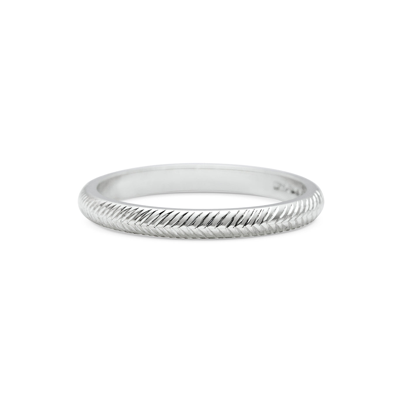 The Engraved Chevron D Shaped Band - 2mm by East London jeweller Rachel Boston | Discover our collections of unique and timeless engagement rings, wedding rings, and modern fine jewellery.