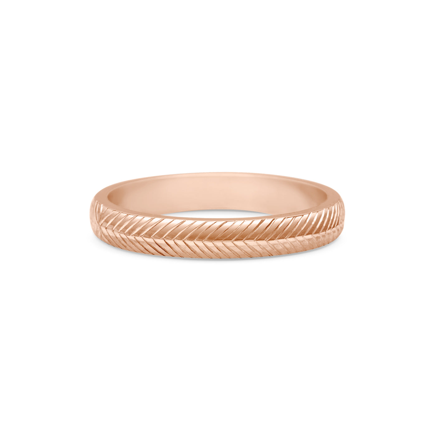 The Engraved Chevron D Shaped Band - 3mm by East London jeweller Rachel Boston | Discover our collections of unique and timeless engagement rings, wedding rings, and modern fine jewellery.