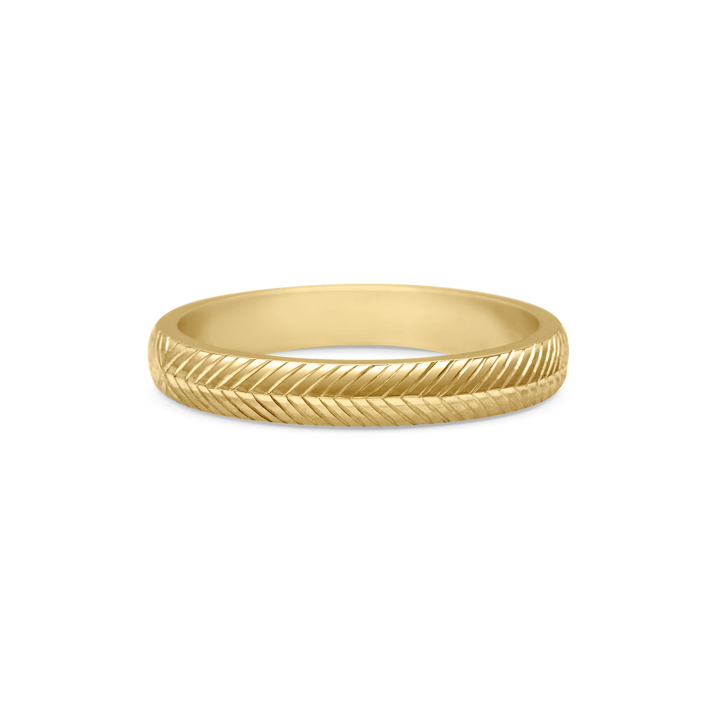 The Engraved Chevron D Shaped Band - 3mm by East London jeweller Rachel Boston | Discover our collections of unique and timeless engagement rings, wedding rings, and modern fine jewellery.