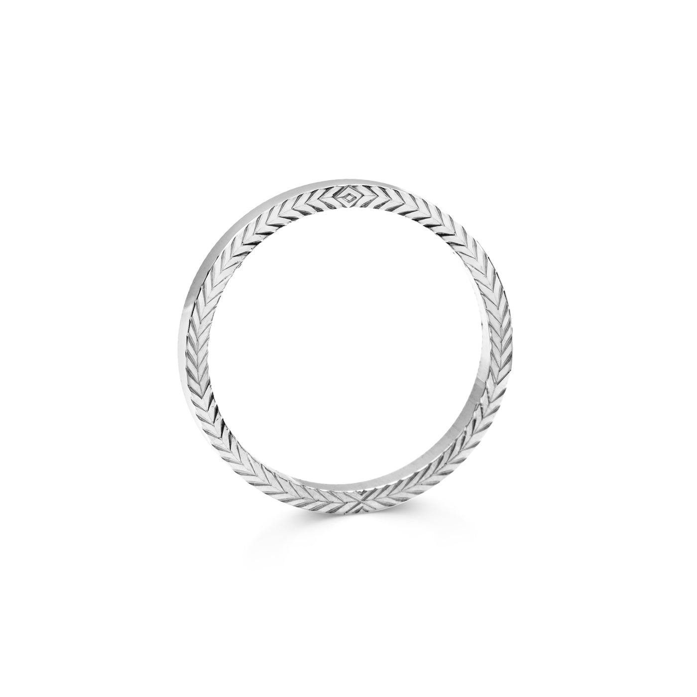 The Engraved Chevron on Side - 2mm by East London jeweller Rachel Boston | Discover our collections of unique and timeless engagement rings, wedding rings, and modern fine jewellery.