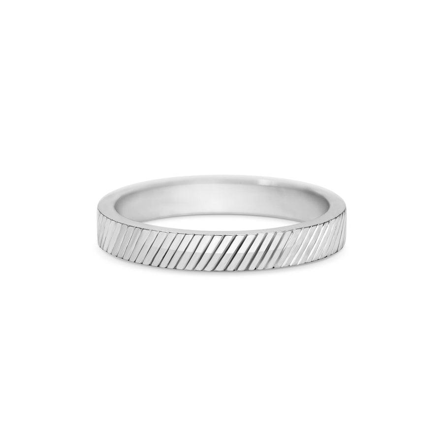 The Engraved Diagonal Band - 3mm by East London jeweller Rachel Boston | Discover our collections of unique and timeless engagement rings, wedding rings, and modern fine jewellery. - Rachel Boston Jewellery