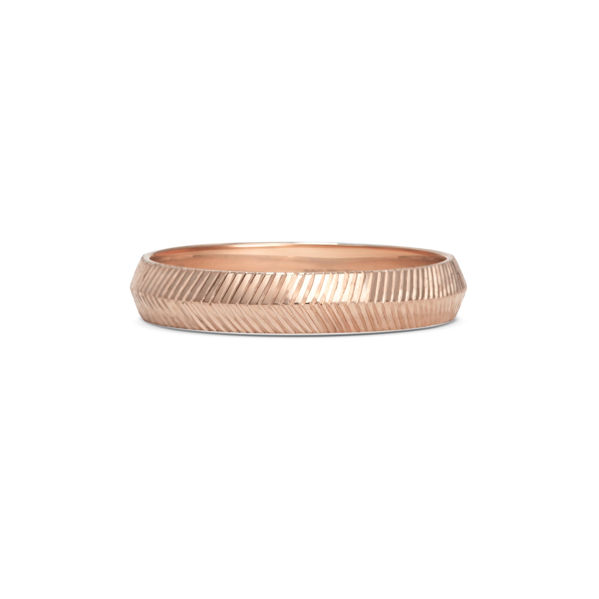 The Engraved Knife Edge Band - 3.8mm by East London jeweller Rachel Boston | Discover our collections of unique and timeless engagement rings, wedding rings, and modern fine jewellery.