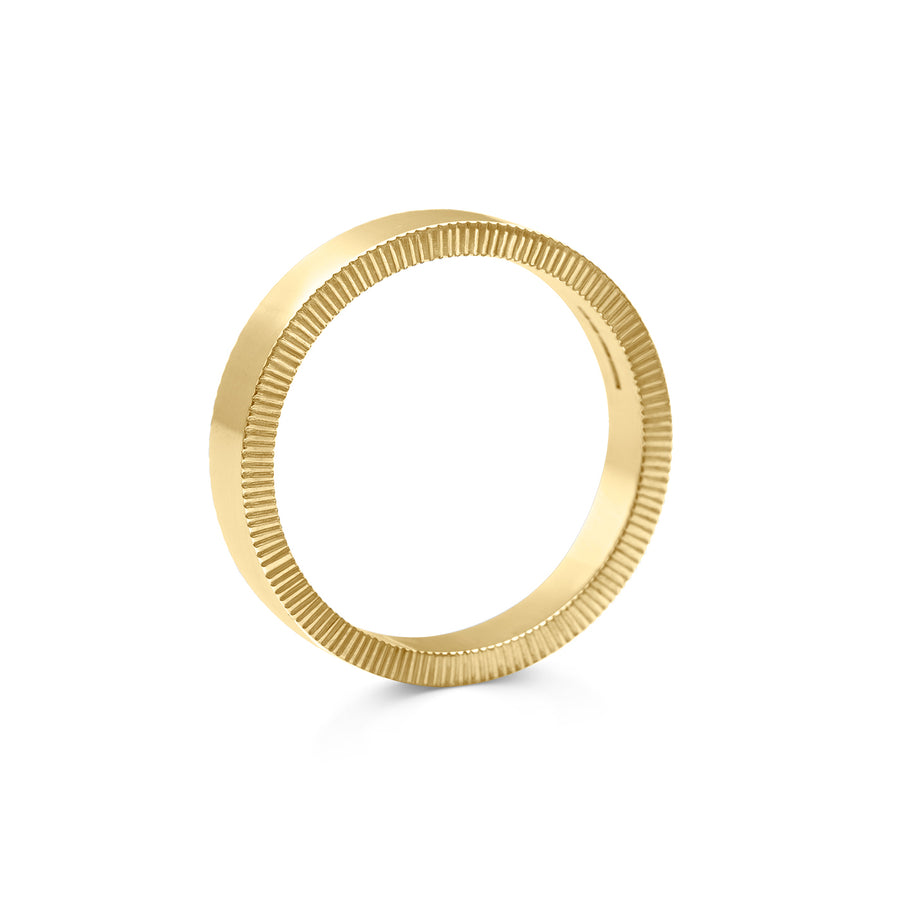 The Engraved Lines on Side - 4mm by East London jeweller Rachel Boston | Discover our collections of unique and timeless engagement rings, wedding rings, and modern fine jewellery. - Rachel Boston Jewellery