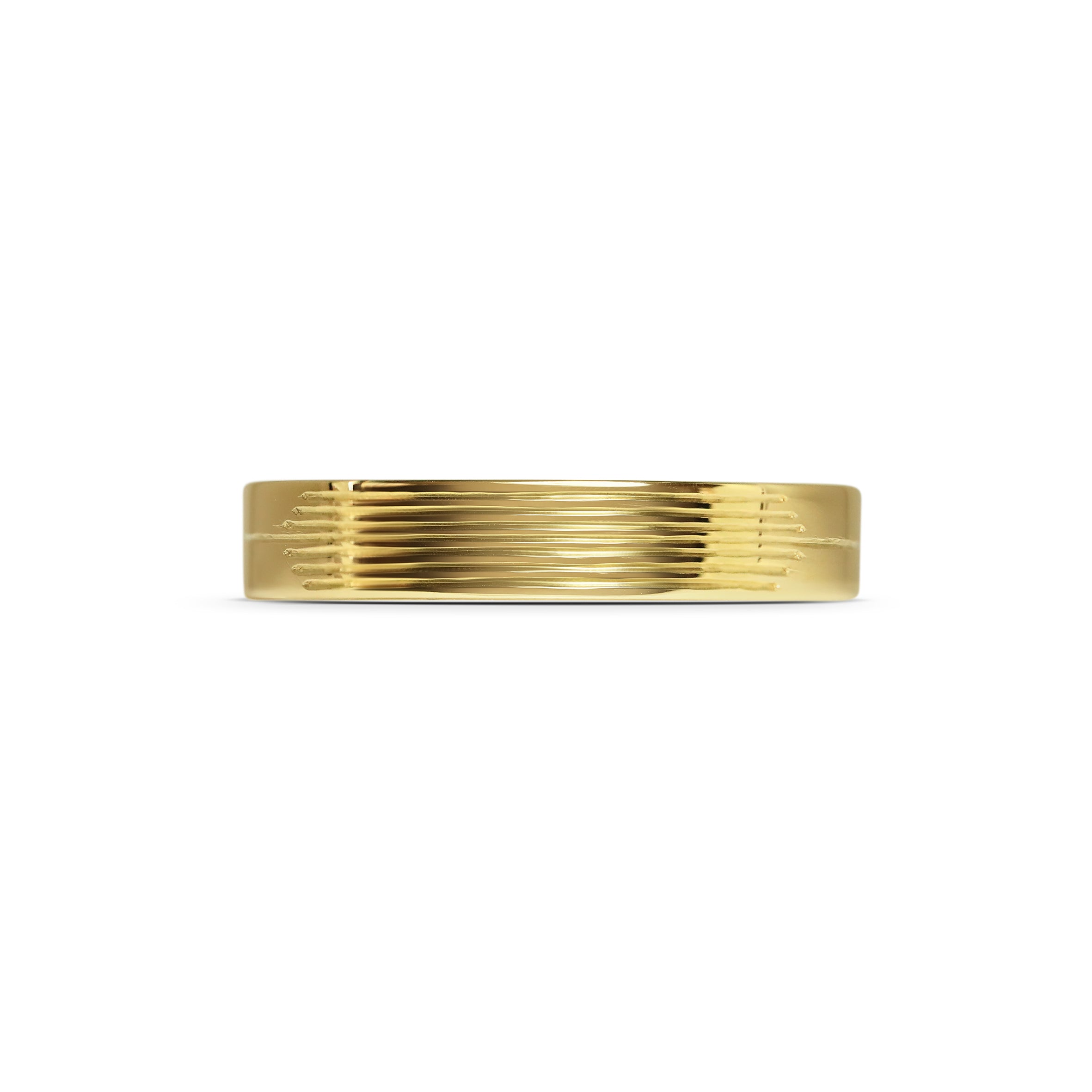 The Stream Engraved Flat Band - 4mm by East London jeweller Rachel Boston | Discover our collections of unique and timeless engagement rings, wedding rings, and modern fine jewellery.