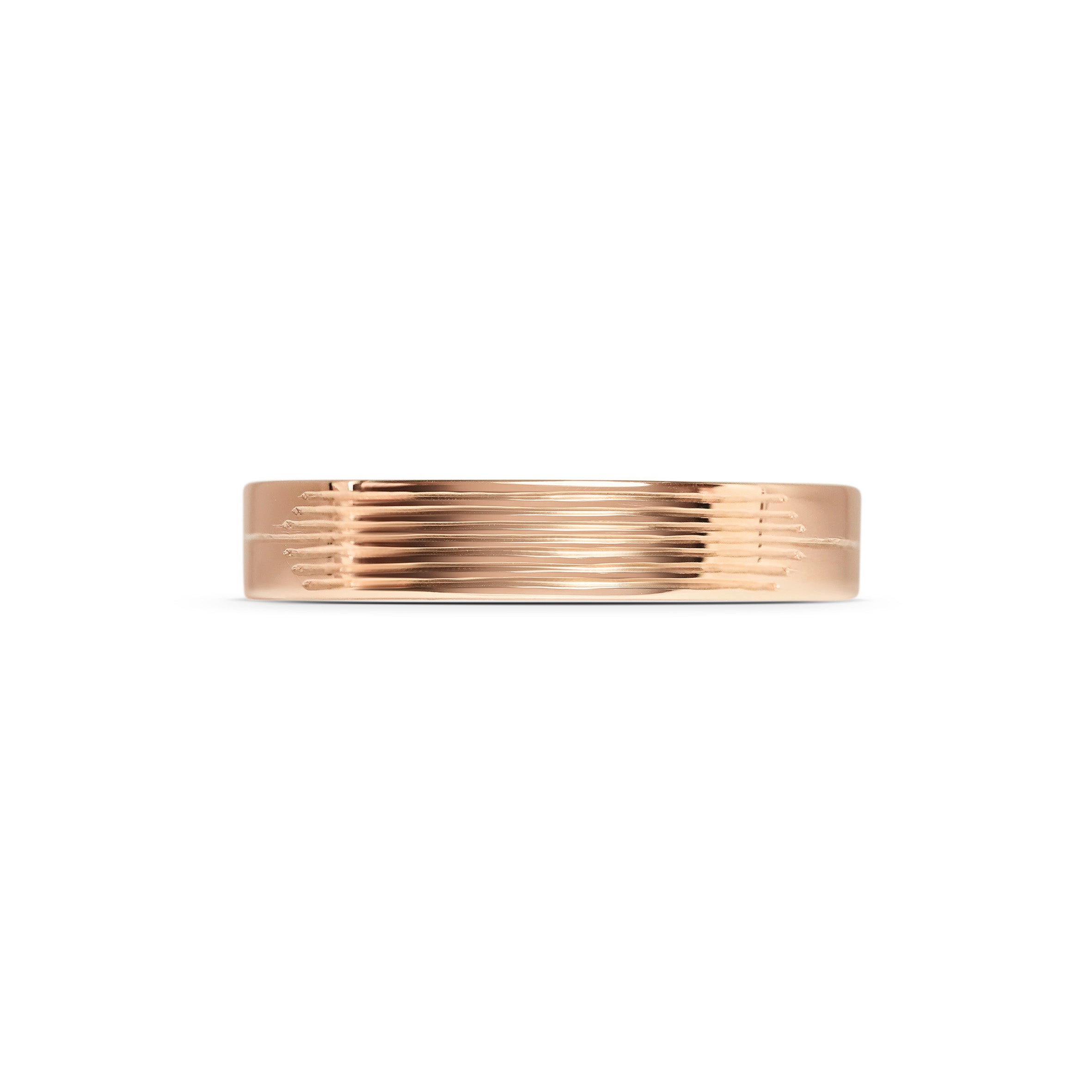 The Stream Engraved Flat Band - 4mm by East London jeweller Rachel Boston | Discover our collections of unique and timeless engagement rings, wedding rings, and modern fine jewellery.