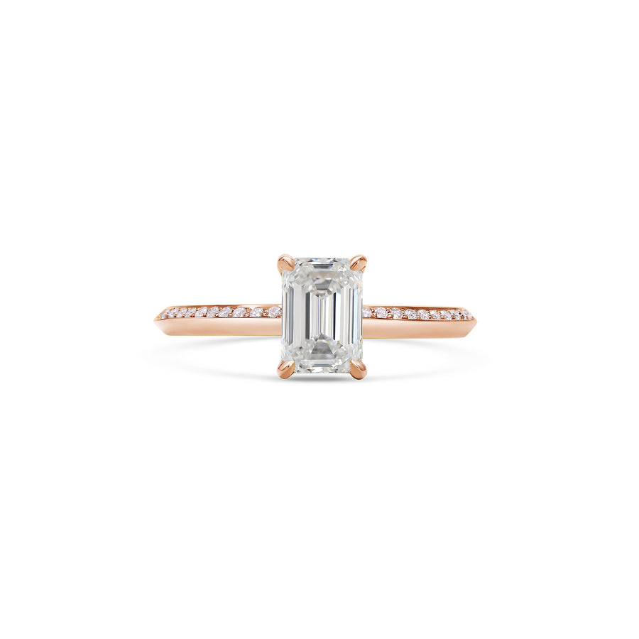 The Grace with Diamonds Ring - Emerald Cut by East London jeweller Rachel Boston | Discover our collections of unique and timeless engagement rings, wedding rings, and modern fine jewellery. - Rachel Boston Jewellery