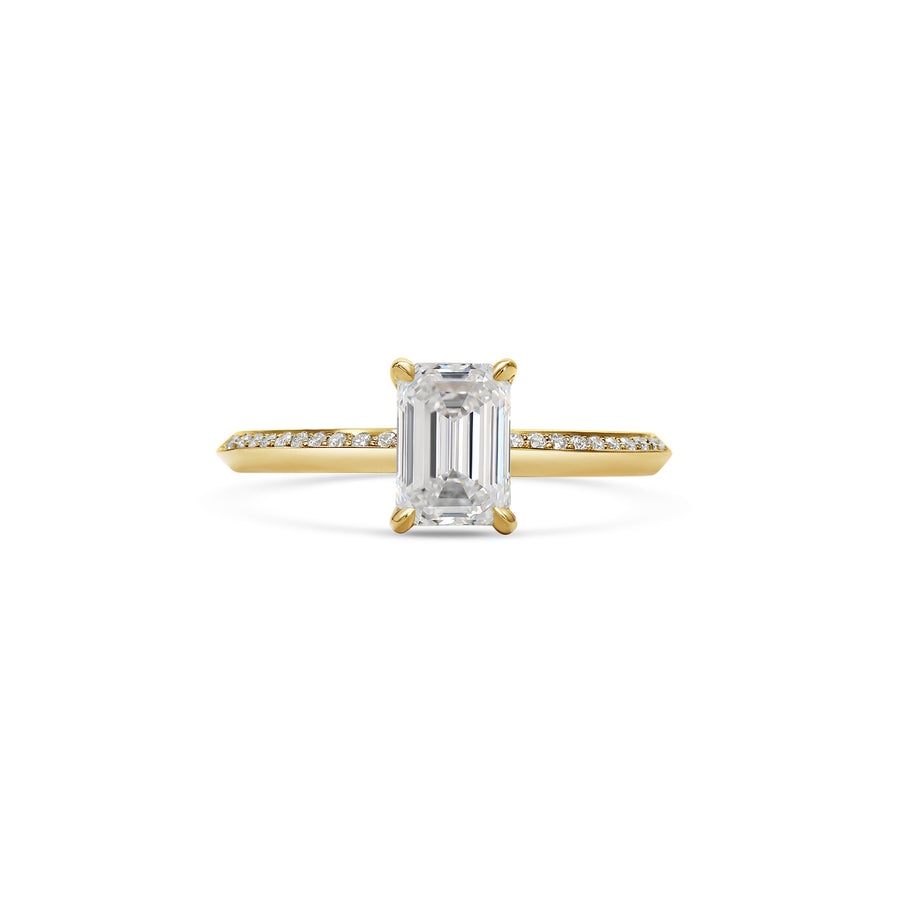 The Grace with Diamonds Ring - Emerald Cut by East London jeweller Rachel Boston | Discover our collections of unique and timeless engagement rings, wedding rings, and modern fine jewellery. - Rachel Boston Jewellery