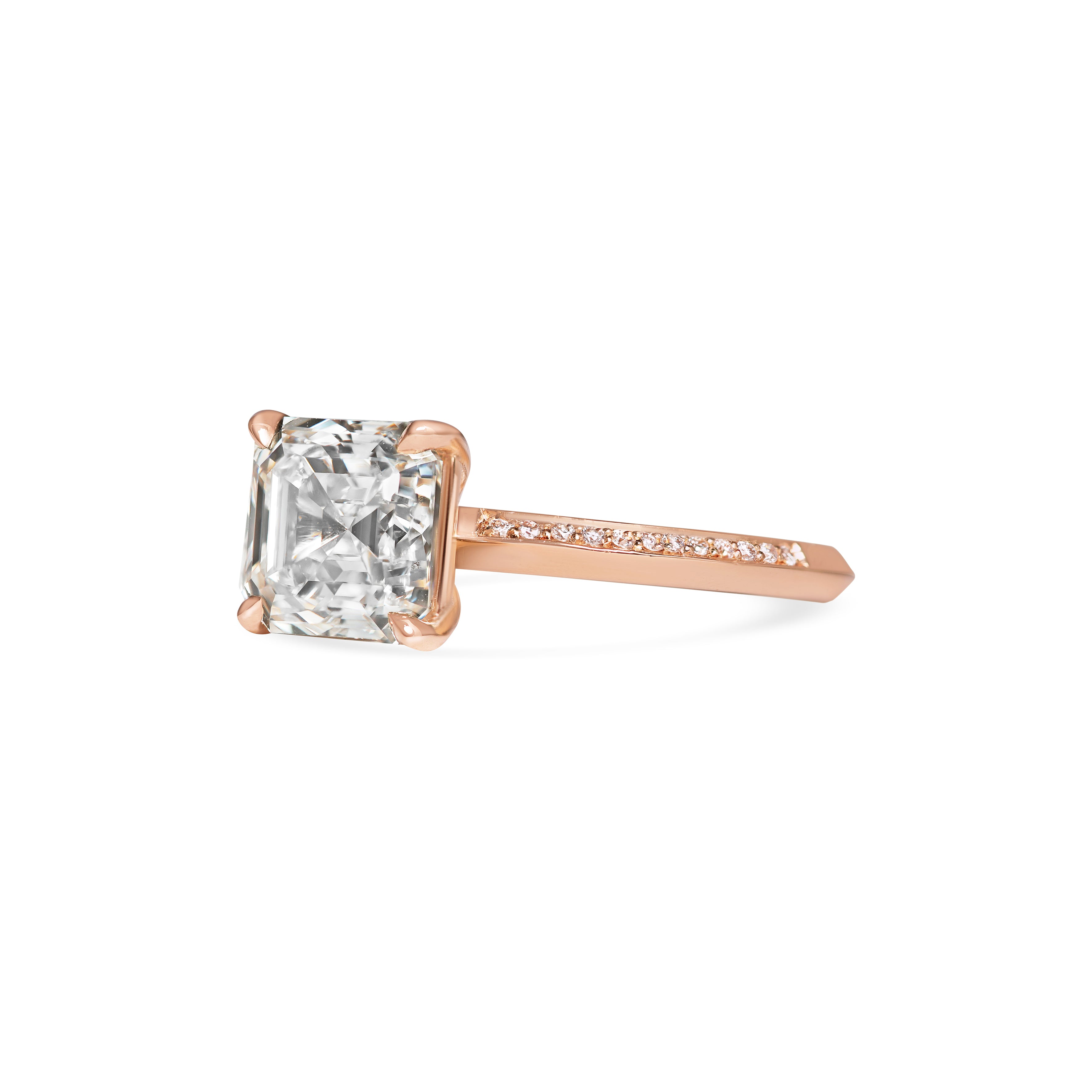 The Grace with Diamonds Ring - Asscher Cut by East London jeweller Rachel Boston | Discover our collections of unique and timeless engagement rings, wedding rings, and modern fine jewellery.
