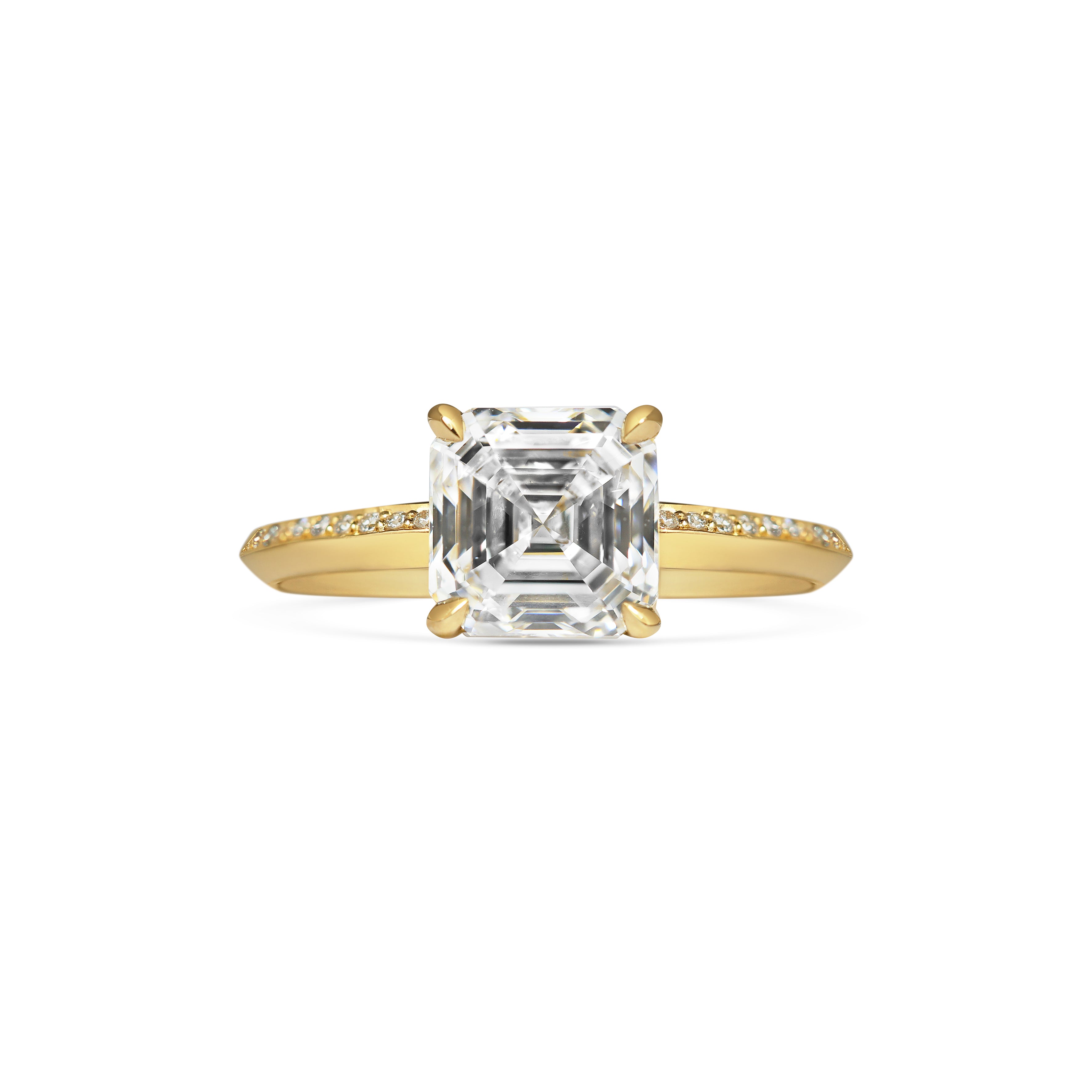The Grace with Diamonds Ring - Asscher Cut by East London jeweller Rachel Boston | Discover our collections of unique and timeless engagement rings, wedding rings, and modern fine jewellery.