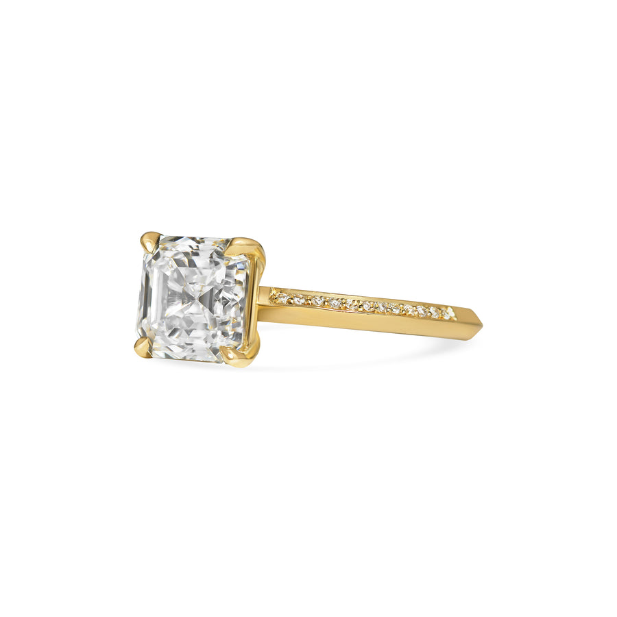 The Grace with Diamonds Ring - Asscher Cut by East London jeweller Rachel Boston | Discover our collections of unique and timeless engagement rings, wedding rings, and modern fine jewellery. - Rachel Boston Jewellery