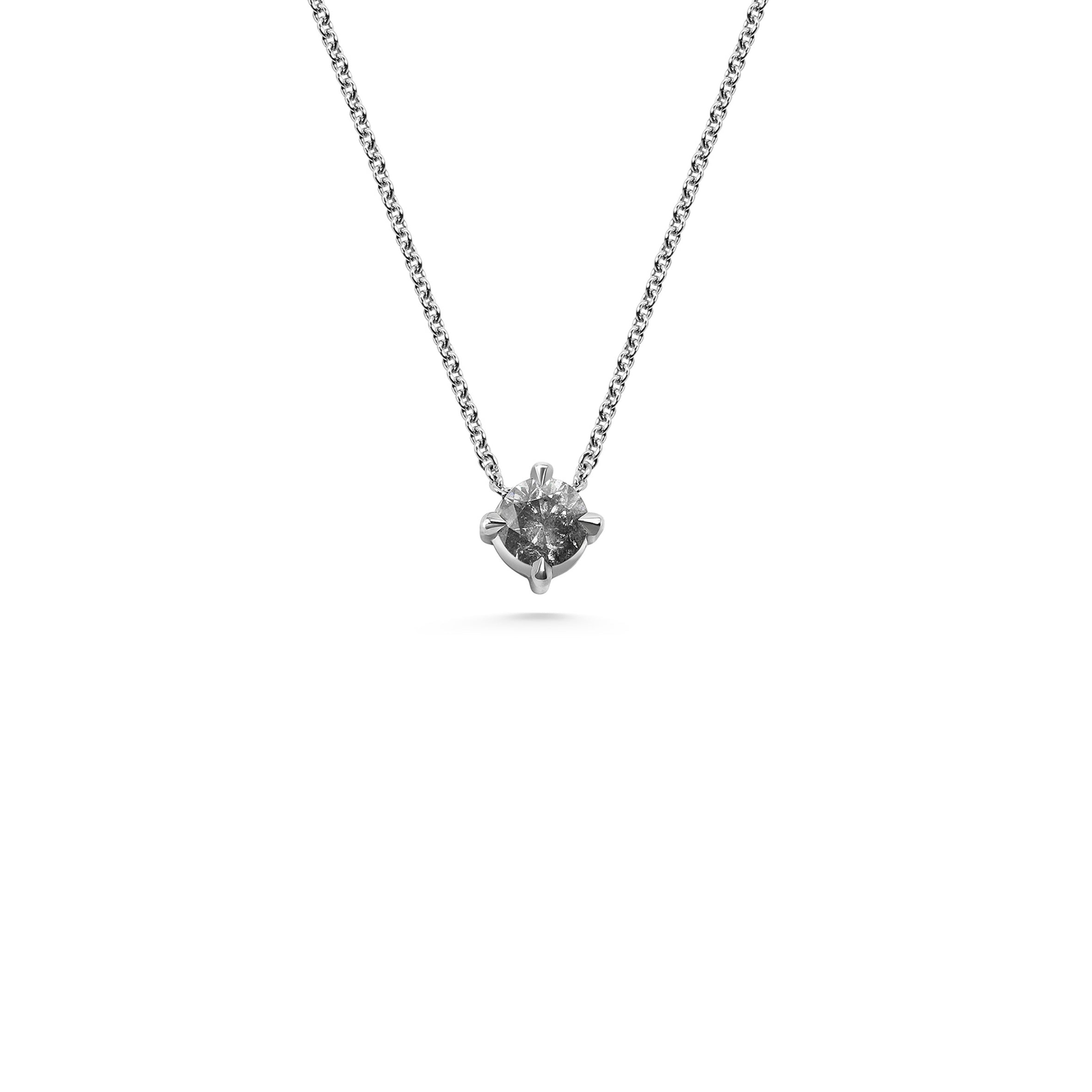 The 4mm Grey Diamond Slider Necklace by East London jeweller Rachel Boston | Discover our collections of unique and timeless engagement rings, wedding rings, and modern fine jewellery.