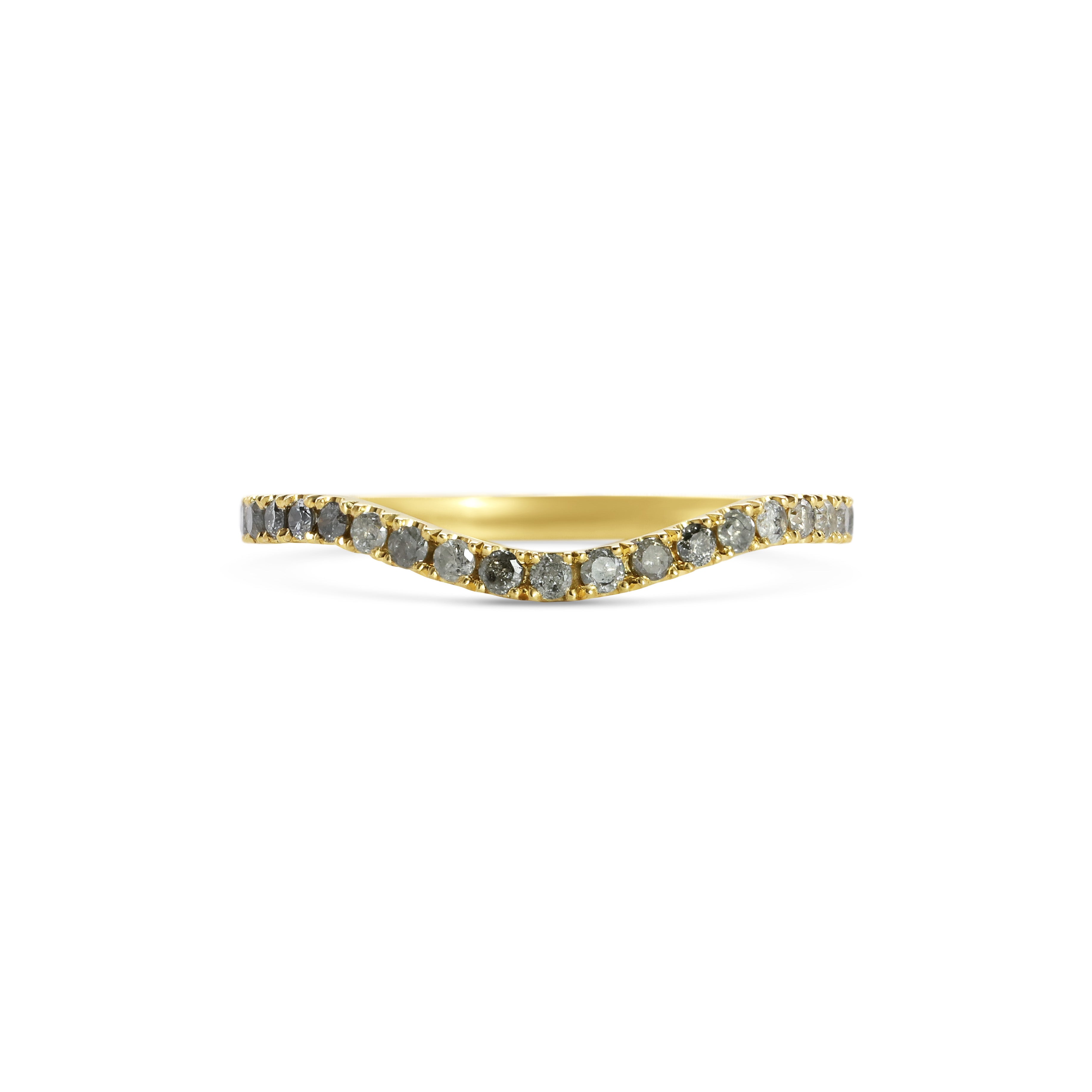 The Grey Diamond Curve Band by East London jeweller Rachel Boston | Discover our collections of unique and timeless engagement rings, wedding rings, and modern fine jewellery.