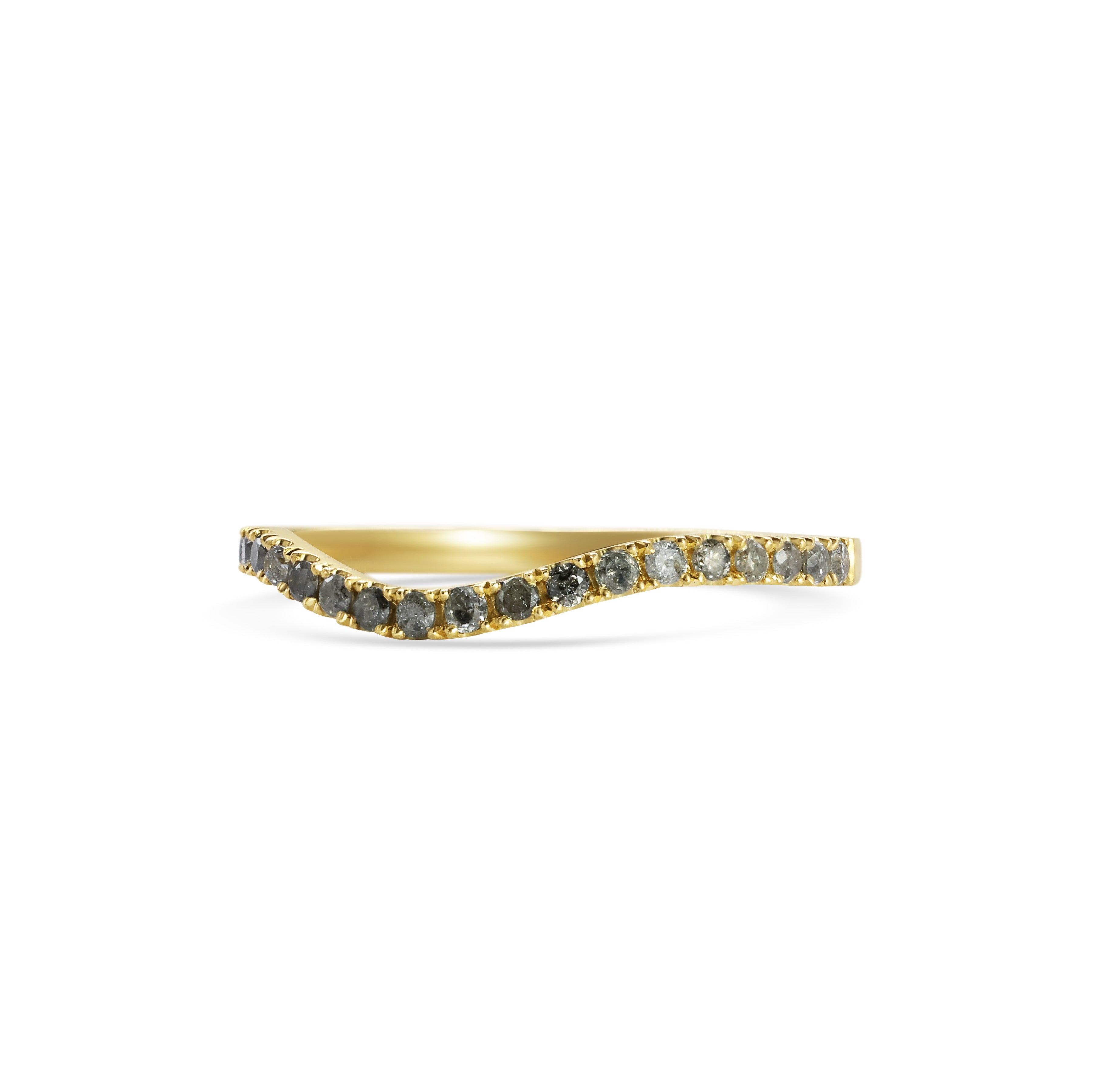 The Grey Diamond Curve Band by East London jeweller Rachel Boston | Discover our collections of unique and timeless engagement rings, wedding rings, and modern fine jewellery.