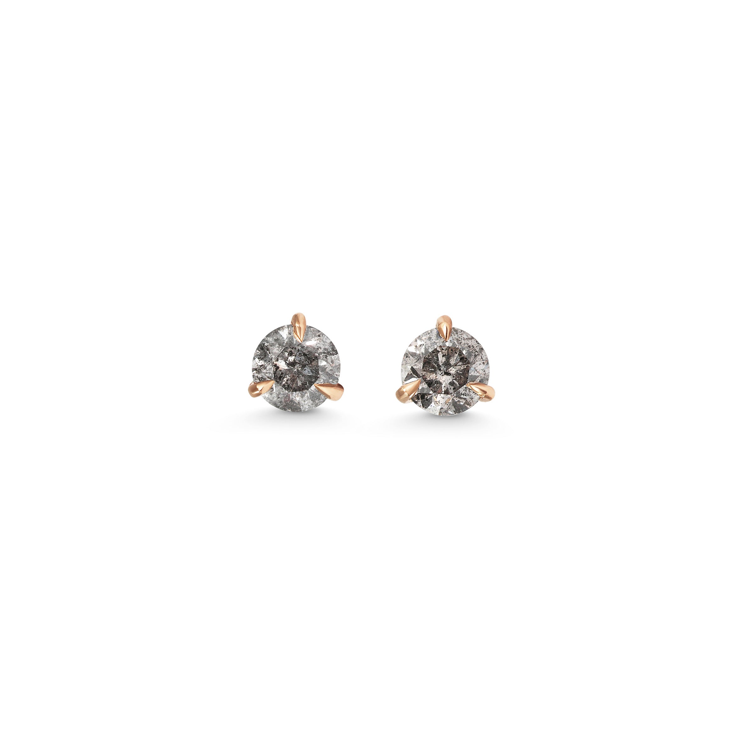 The 4mm Round Grey Diamond Stud Earrings by East London jeweller Rachel Boston | Discover our collections of unique and timeless engagement rings, wedding rings, and modern fine jewellery.