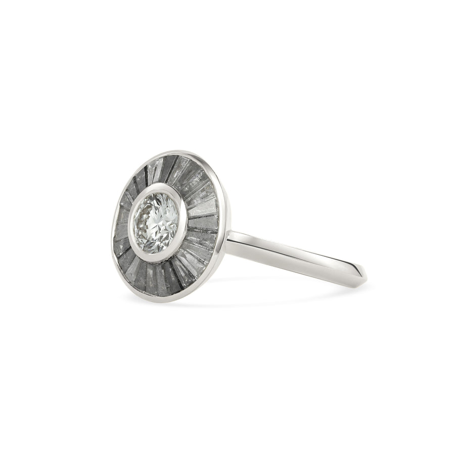 The Grey Halo Engagement Ring by East London jeweller Rachel Boston | Discover our collections of unique and timeless engagement rings, wedding rings, and modern fine jewellery. - Rachel Boston Jewellery