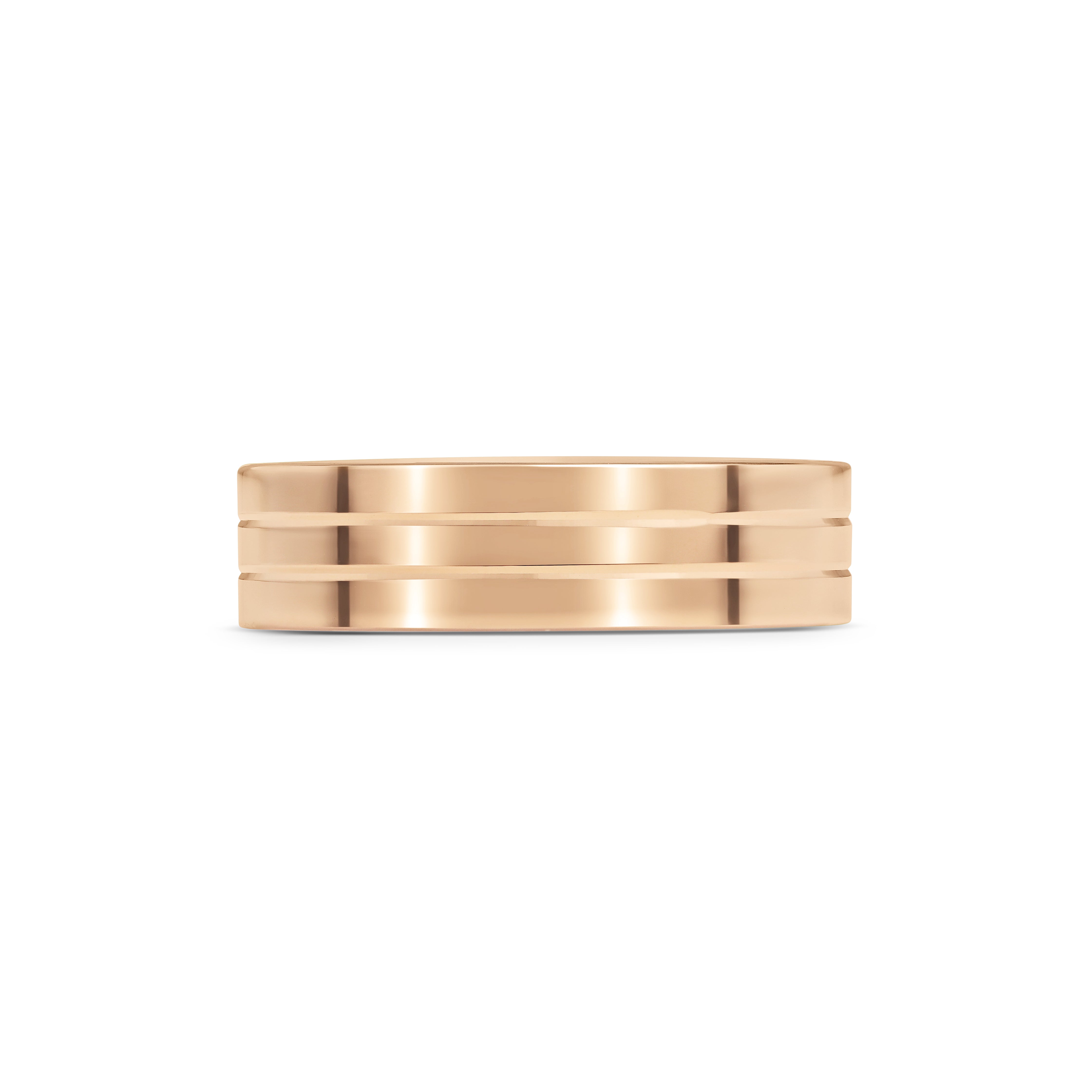 The Grooved Line Flat Band - 6mm by East London jeweller Rachel Boston | Discover our collections of unique and timeless engagement rings, wedding rings, and modern fine jewellery.