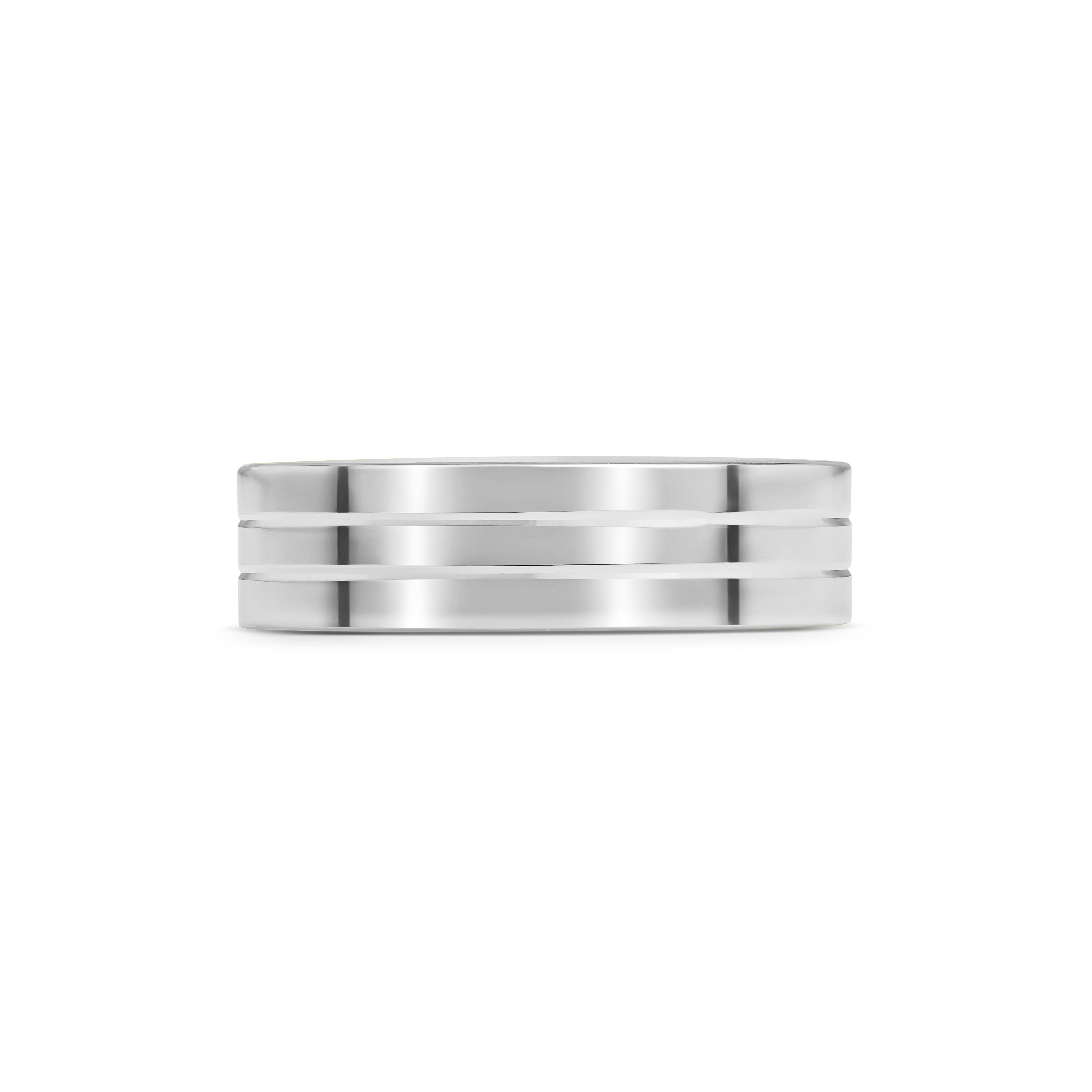 The Grooved Line Flat Band - 6mm by East London jeweller Rachel Boston | Discover our collections of unique and timeless engagement rings, wedding rings, and modern fine jewellery.