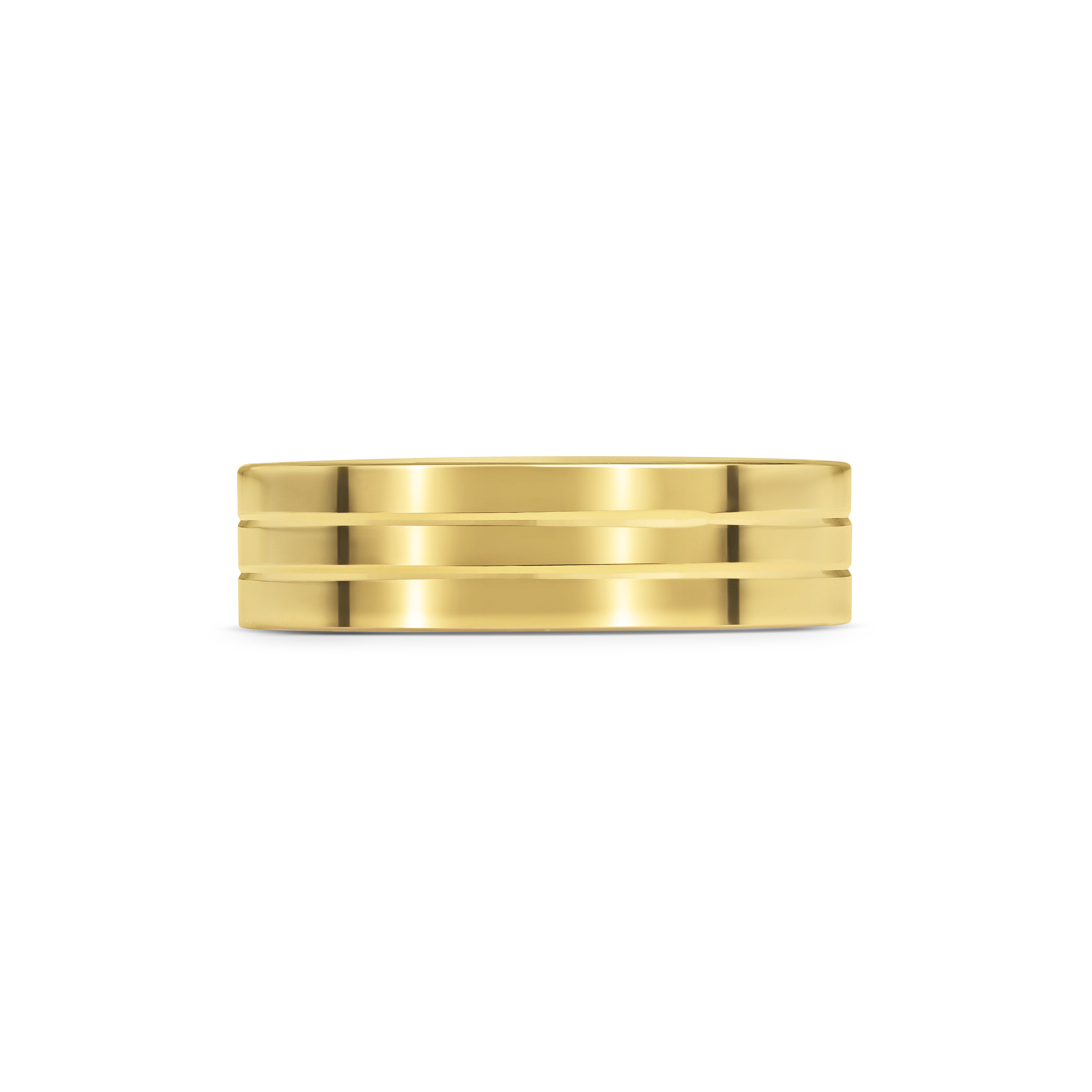 The Grooved Line Flat Band - 6mm by East London jeweller Rachel Boston | Discover our collections of unique and timeless engagement rings, wedding rings, and modern fine jewellery.