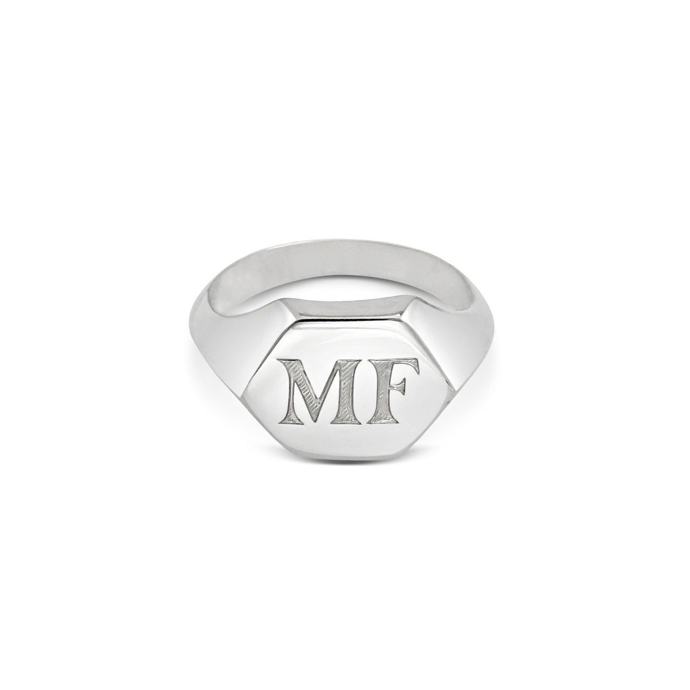 The Hexagonum Signet Ring by East London jeweller Rachel Boston | Discover our collections of unique and timeless engagement rings, wedding rings, and modern fine jewellery.