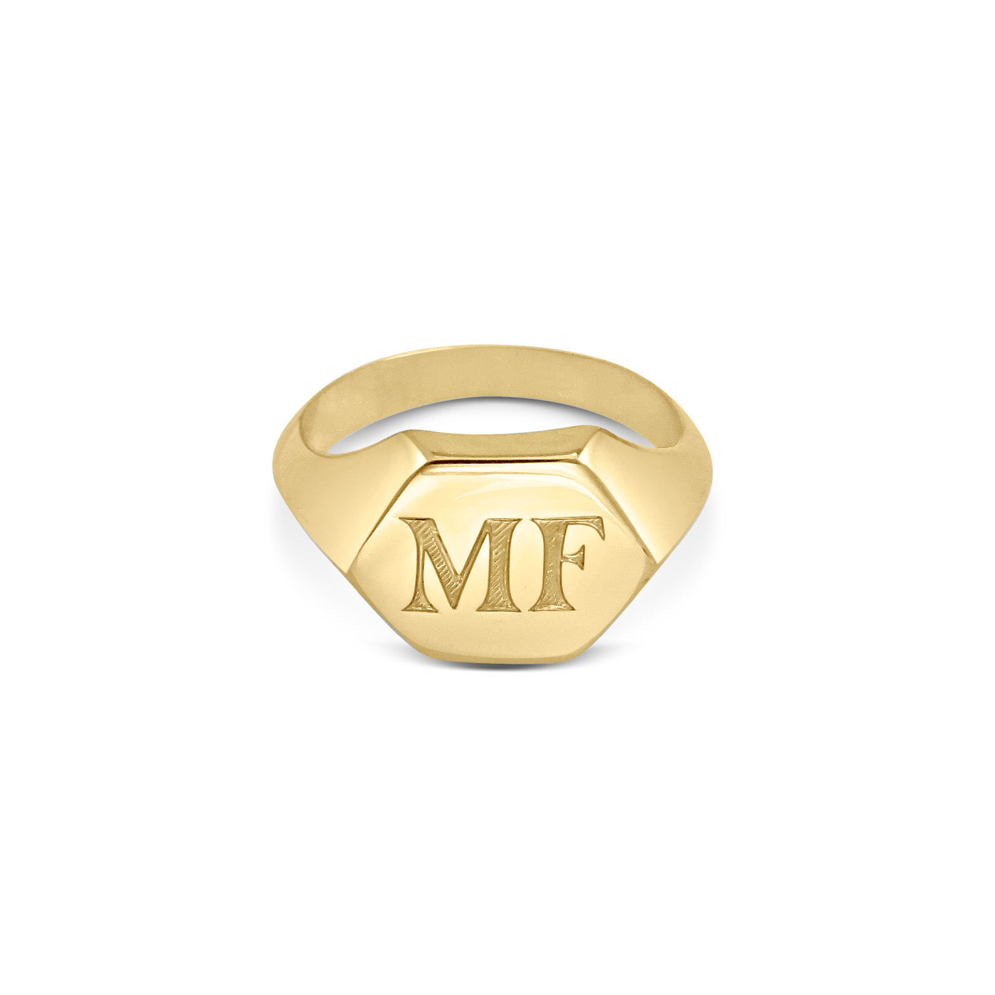The Hexagonum Signet Ring by East London jeweller Rachel Boston | Discover our collections of unique and timeless engagement rings, wedding rings, and modern fine jewellery.