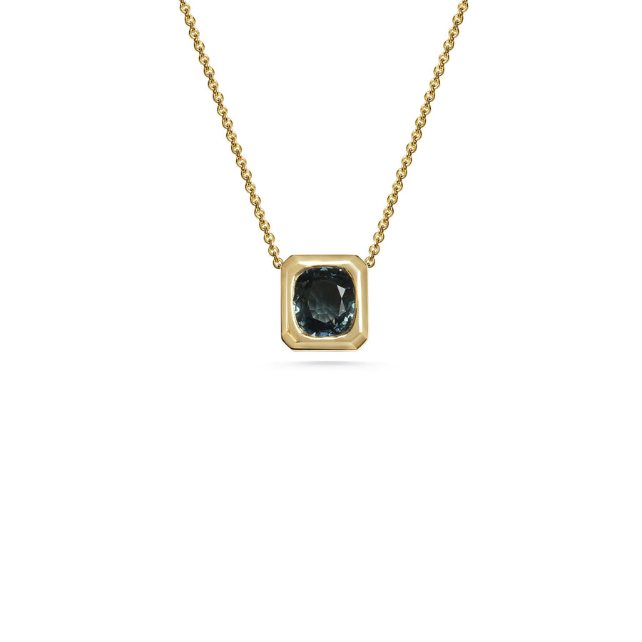 The X - Holzer Necklace - 1.09ct Teal by East London jeweller Rachel Boston | Discover our collections of unique and timeless engagement rings, wedding rings, and modern fine jewellery. - Rachel Boston Jewellery