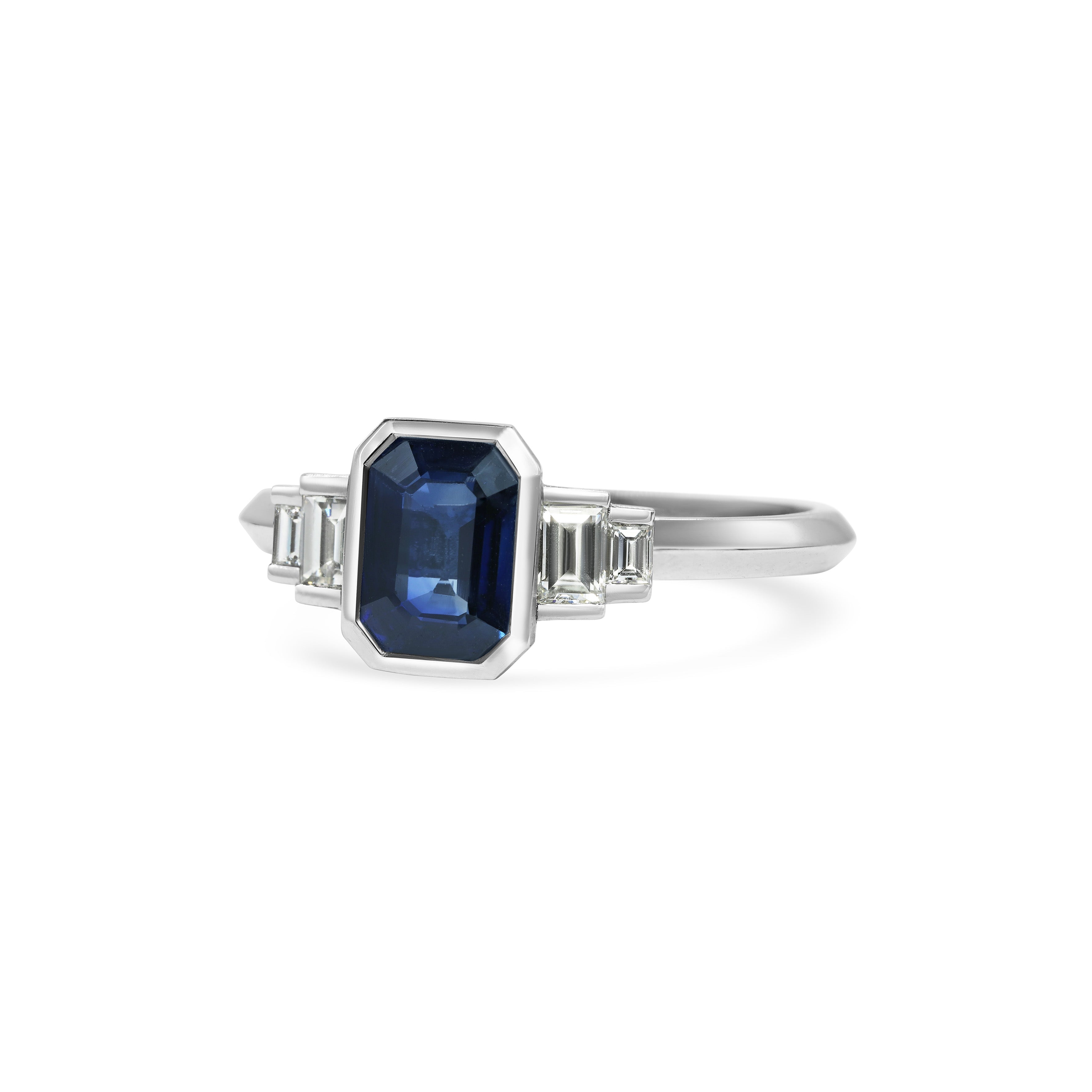 Art Deco Blue Sapphire And Diamond Engagement Ring | Barkev's