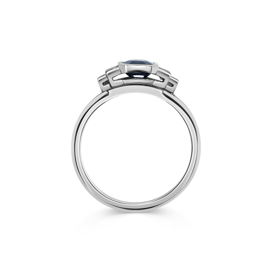 The X - Ida Blue Sapphire Ring by East London jeweller Rachel Boston | Discover our collections of unique and timeless engagement rings, wedding rings, and modern fine jewellery. - Rachel Boston Jewellery