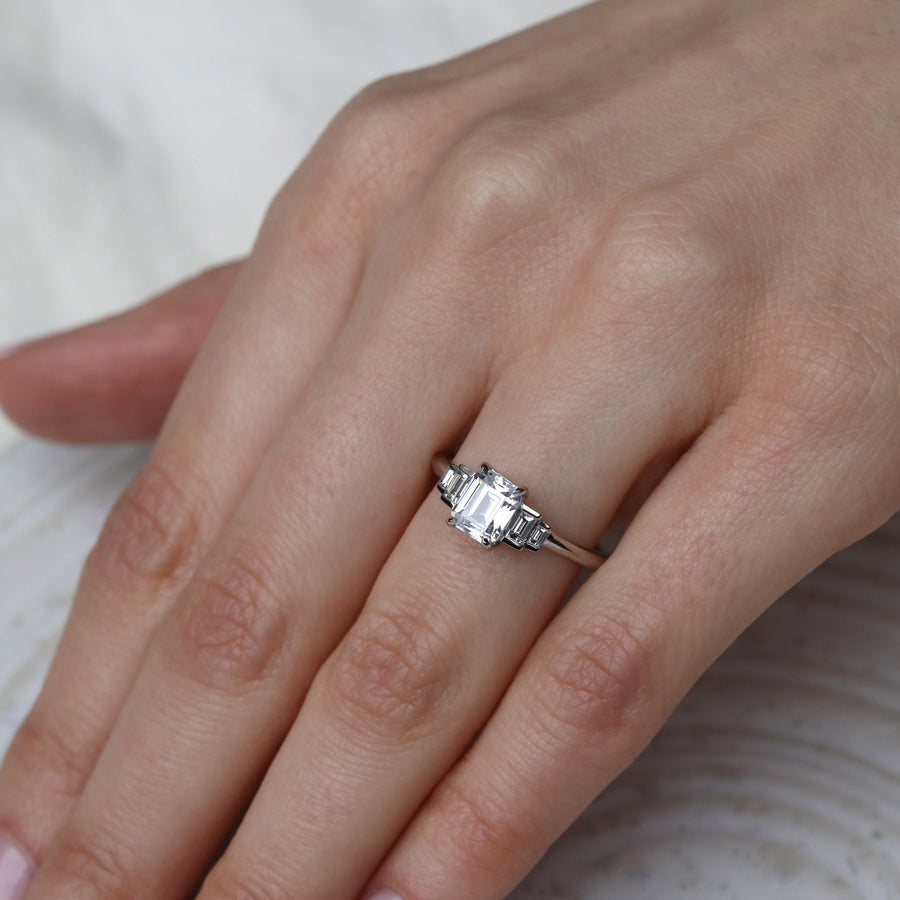The X - Ida Ring - Emerald Cut 0.80ct by East London jeweller Rachel Boston | Discover our collections of unique and timeless engagement rings, wedding rings, and modern fine jewellery. - Rachel Boston Jewellery