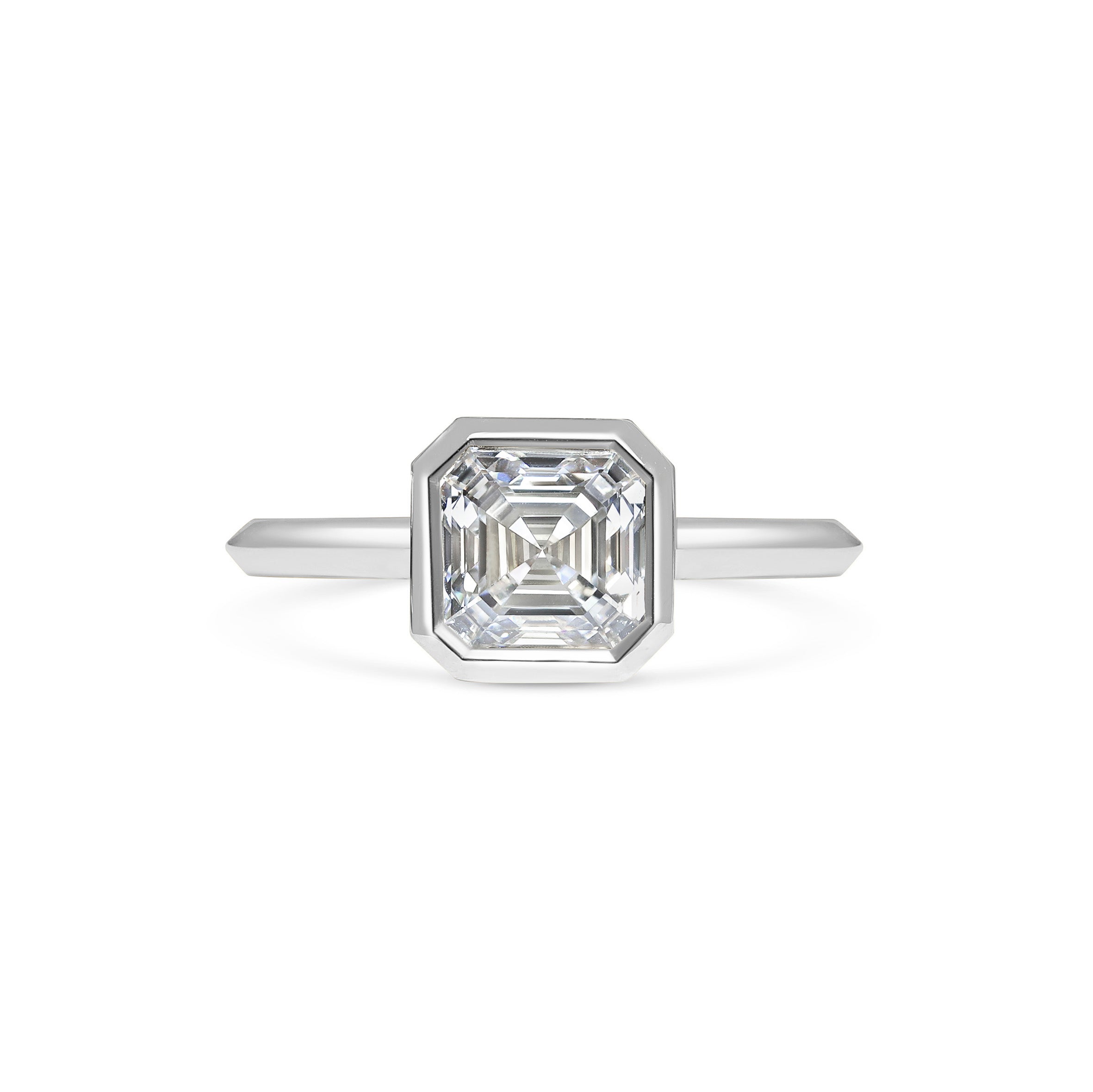 The Ines Ring - Asscher Cut by East London jeweller Rachel Boston | Discover our collections of unique and timeless engagement rings, wedding rings, and modern fine jewellery.