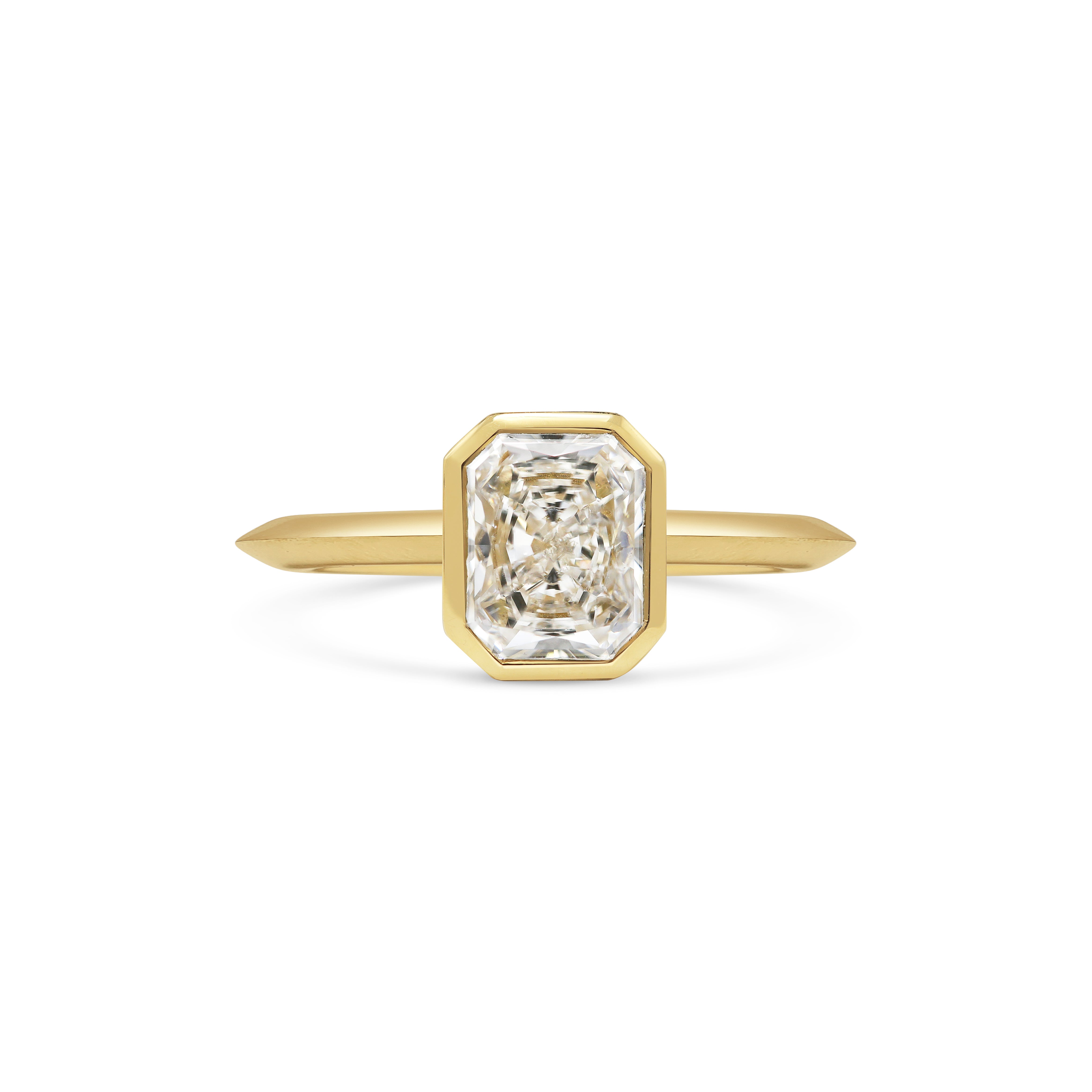 The Ines Ring - Radiant Cut by East London jeweller Rachel Boston | Discover our collections of unique and timeless engagement rings, wedding rings, and modern fine jewellery.
