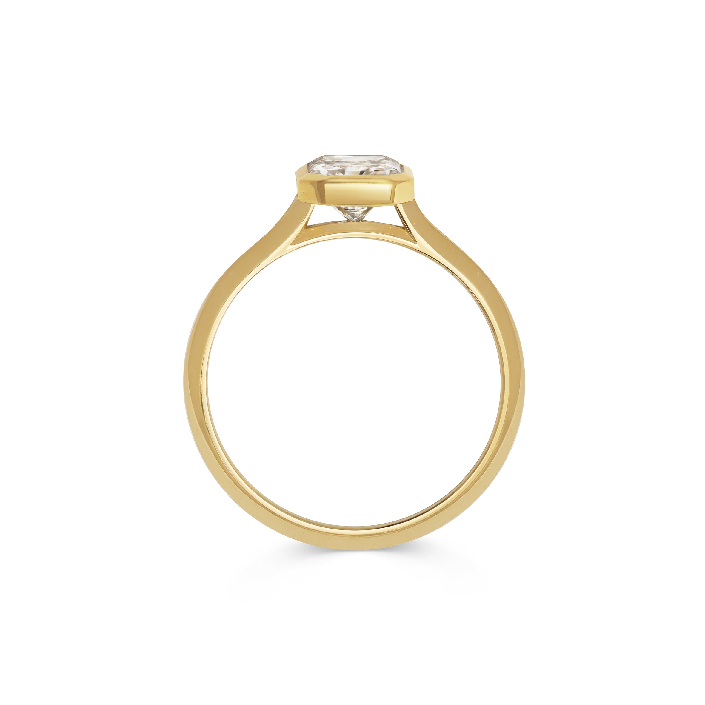 The Ines Ring - Radiant Cut by East London jeweller Rachel Boston | Discover our collections of unique and timeless engagement rings, wedding rings, and modern fine jewellery.