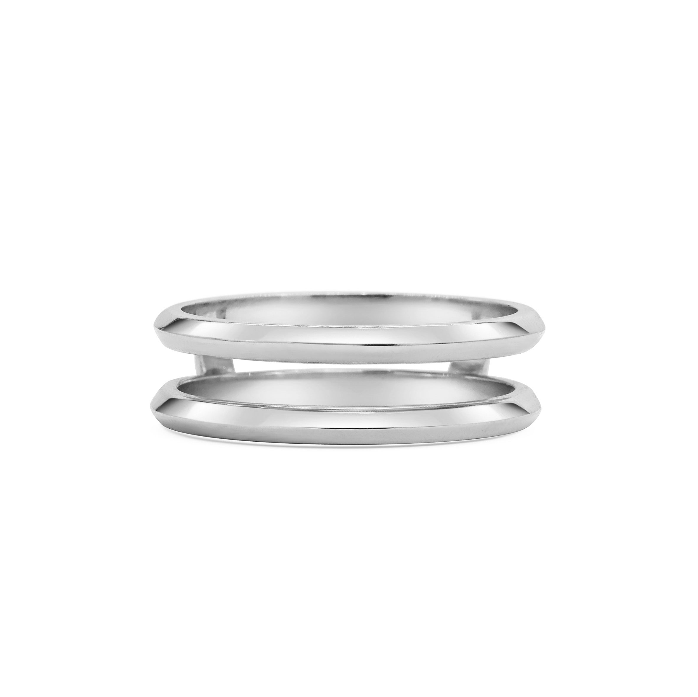 The Knife Edge Double Wedding Band by East London jeweller Rachel Boston | Discover our collections of unique and timeless engagement rings, wedding rings, and modern fine jewellery.