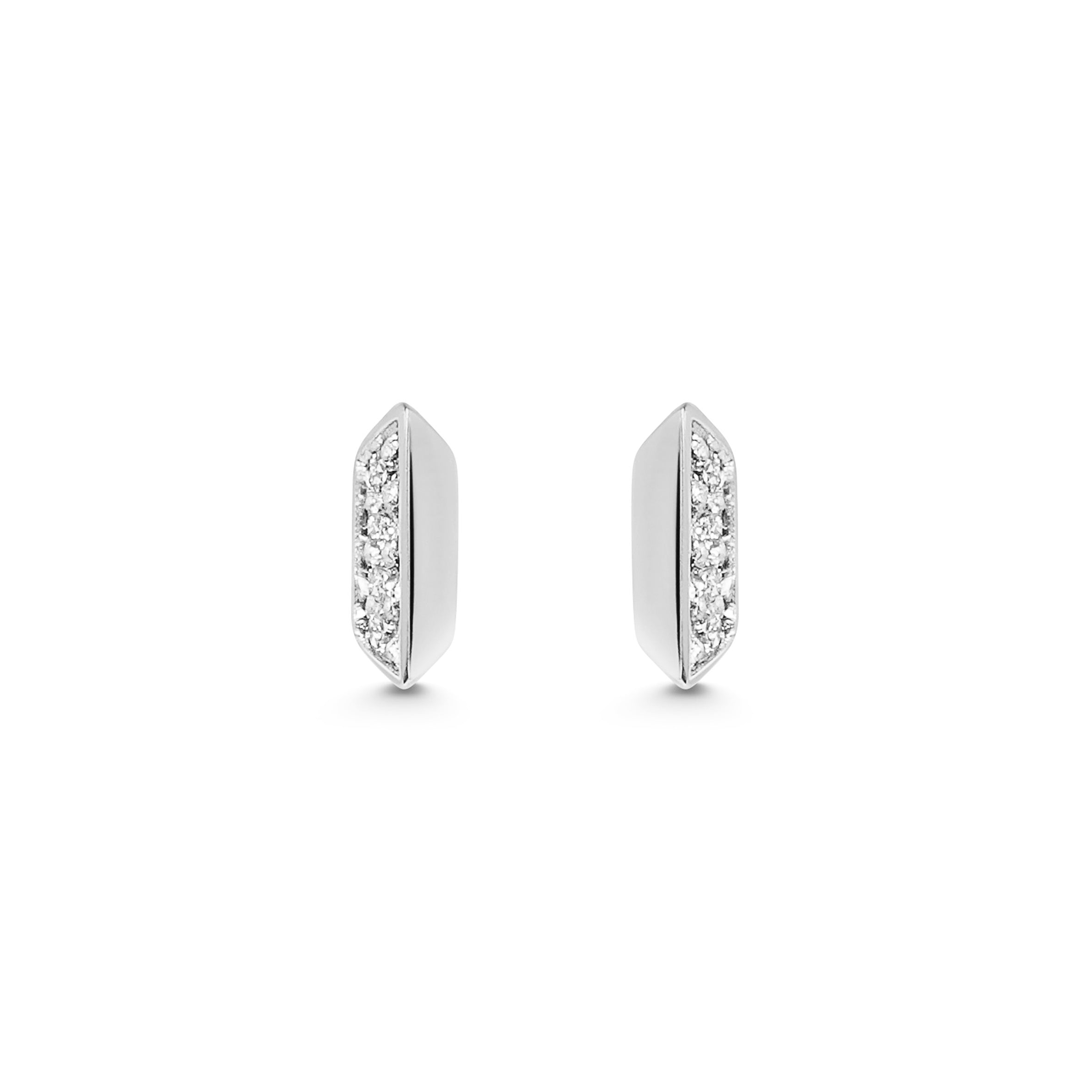The Knife Edge Diamond Stud Earrings by East London jeweller Rachel Boston | Discover our collections of unique and timeless engagement rings, wedding rings, and modern fine jewellery.