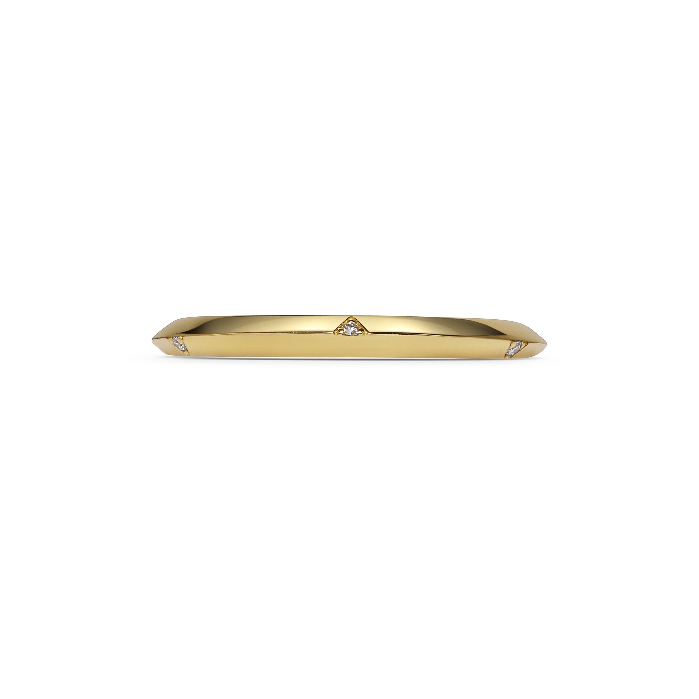 The Knife Edge Diamond Studs Band - 2mm by East London jeweller Rachel Boston | Discover our collections of unique and timeless engagement rings, wedding rings, and modern fine jewellery.