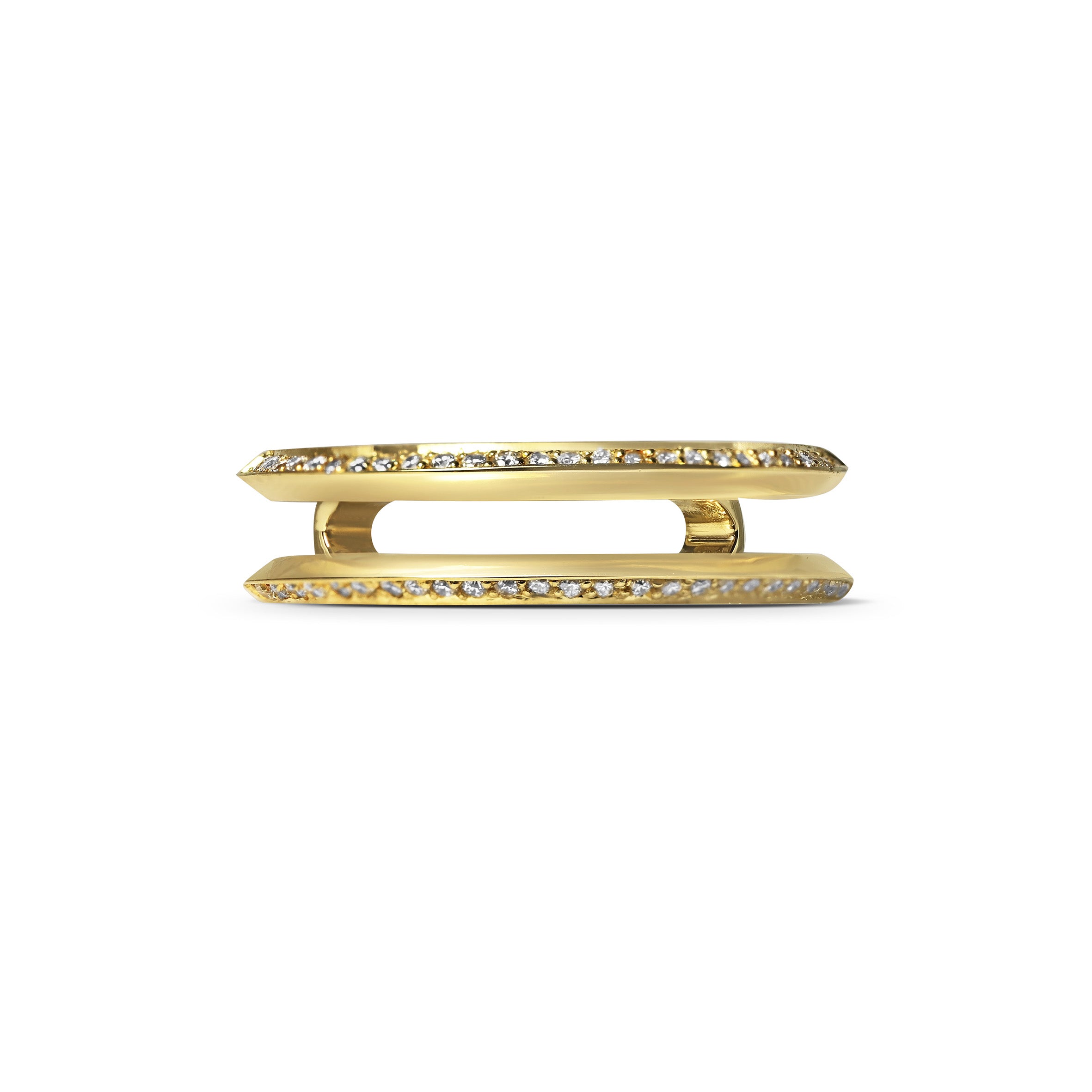 The Diamond Knife Edge Double Wedding Band by East London jeweller Rachel Boston | Discover our collections of unique and timeless engagement rings, wedding rings, and modern fine jewellery.