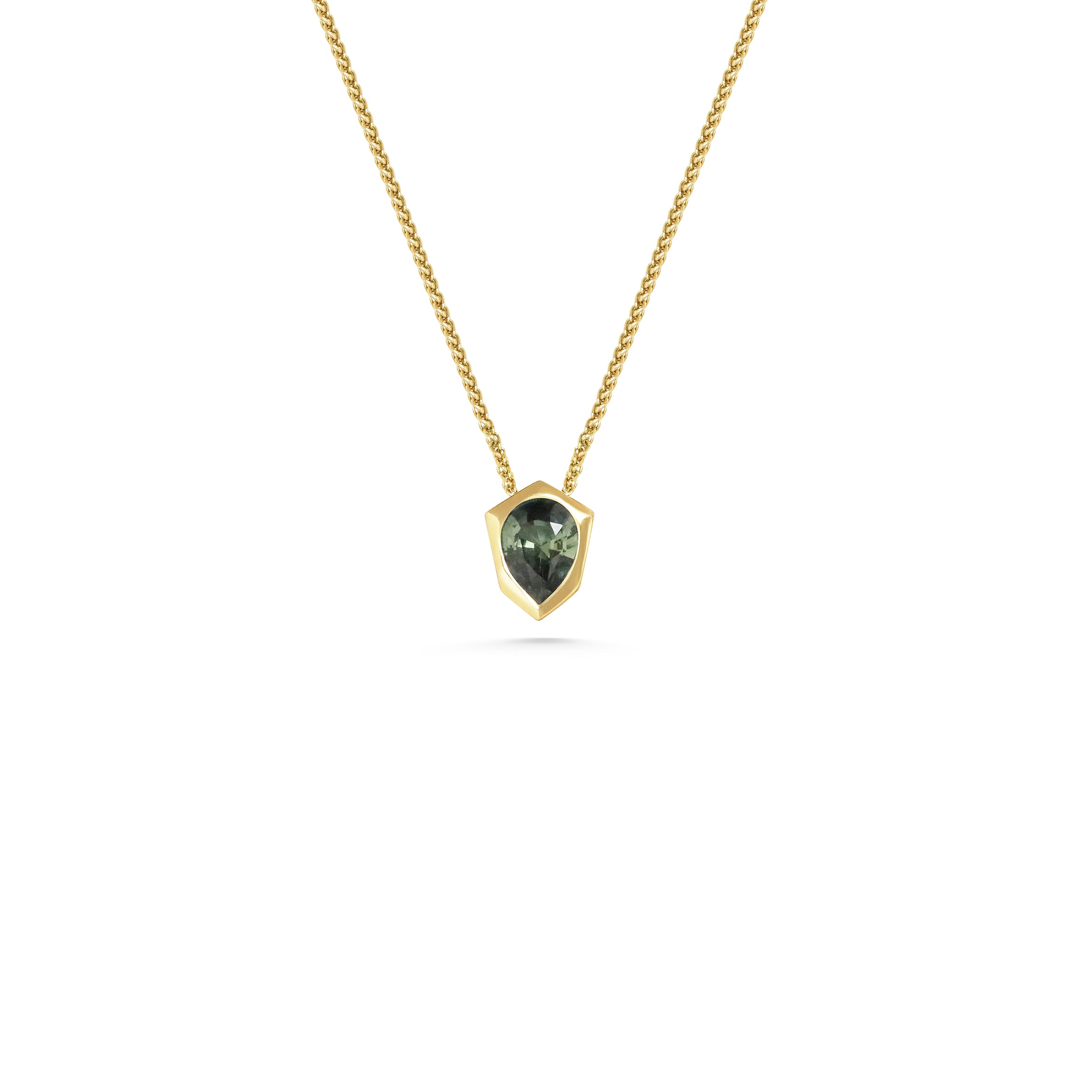The X - Komos Necklace- 1ct Green by East London jeweller Rachel Boston | Discover our collections of unique and timeless engagement rings, wedding rings, and modern fine jewellery.