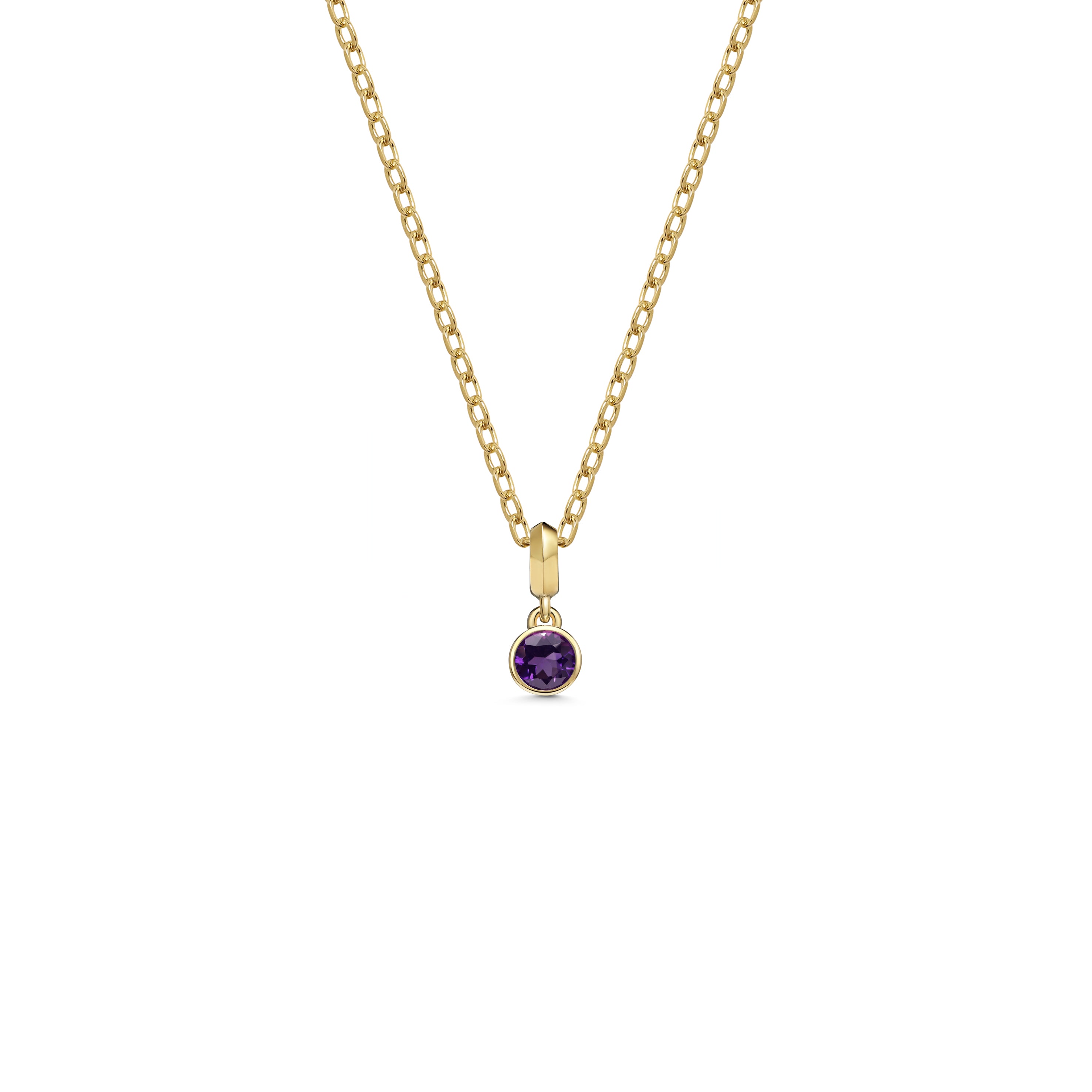 The Large Droplet Amethyst Necklace by East London jeweller Rachel Boston | Discover our collections of unique and timeless engagement rings, wedding rings, and modern fine jewellery.
