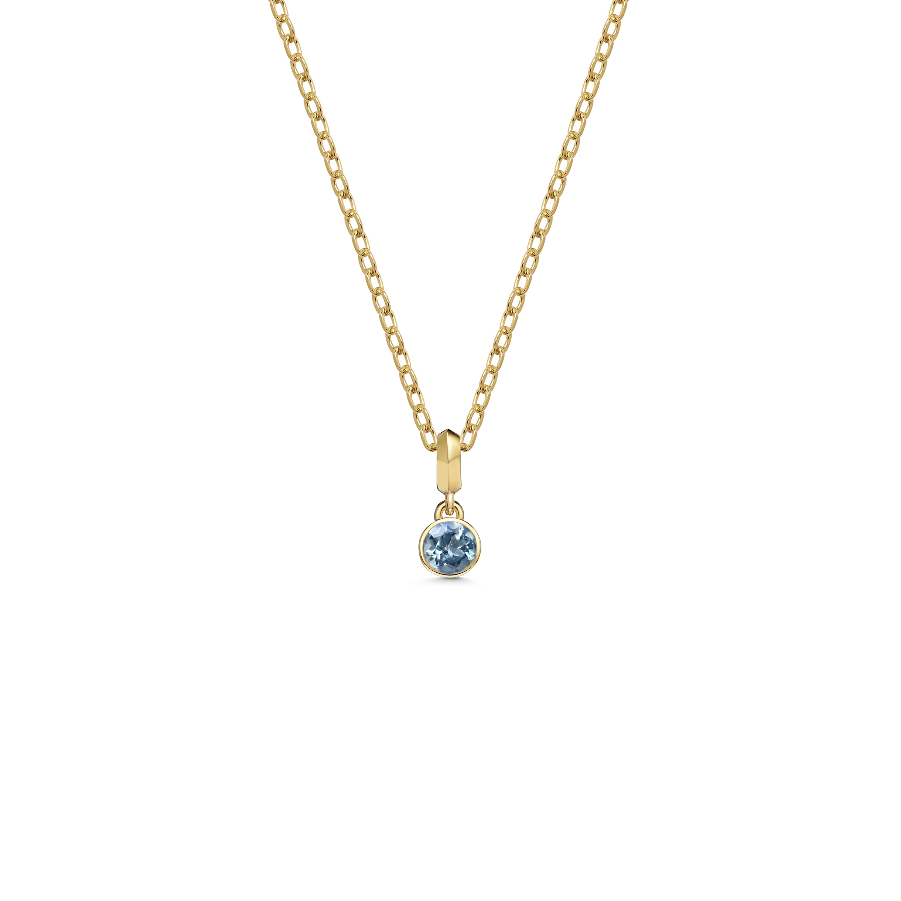 The Large Droplet Aquamarine Necklace by East London jeweller Rachel Boston | Discover our collections of unique and timeless engagement rings, wedding rings, and modern fine jewellery.