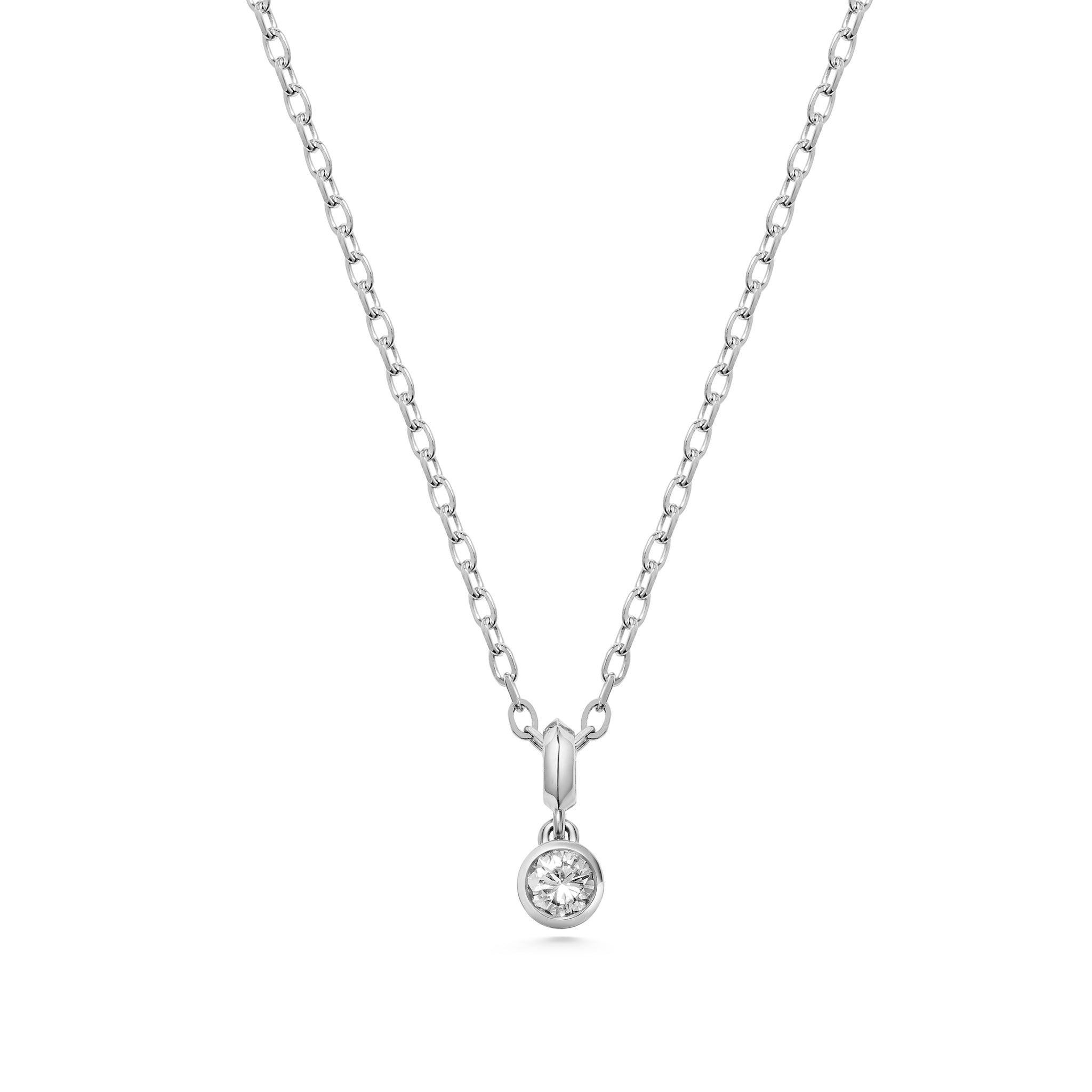 The Large Droplet Diamond Necklace by East London jeweller Rachel Boston | Discover our collections of unique and timeless engagement rings, wedding rings, and modern fine jewellery.