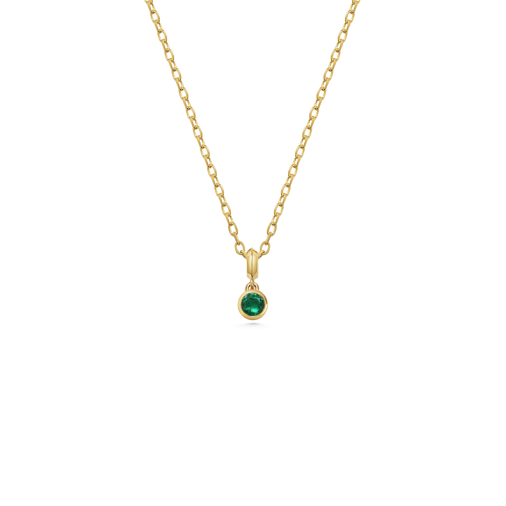The Large Droplet Emerald Necklace by East London jeweller Rachel Boston | Discover our collections of unique and timeless engagement rings, wedding rings, and modern fine jewellery.