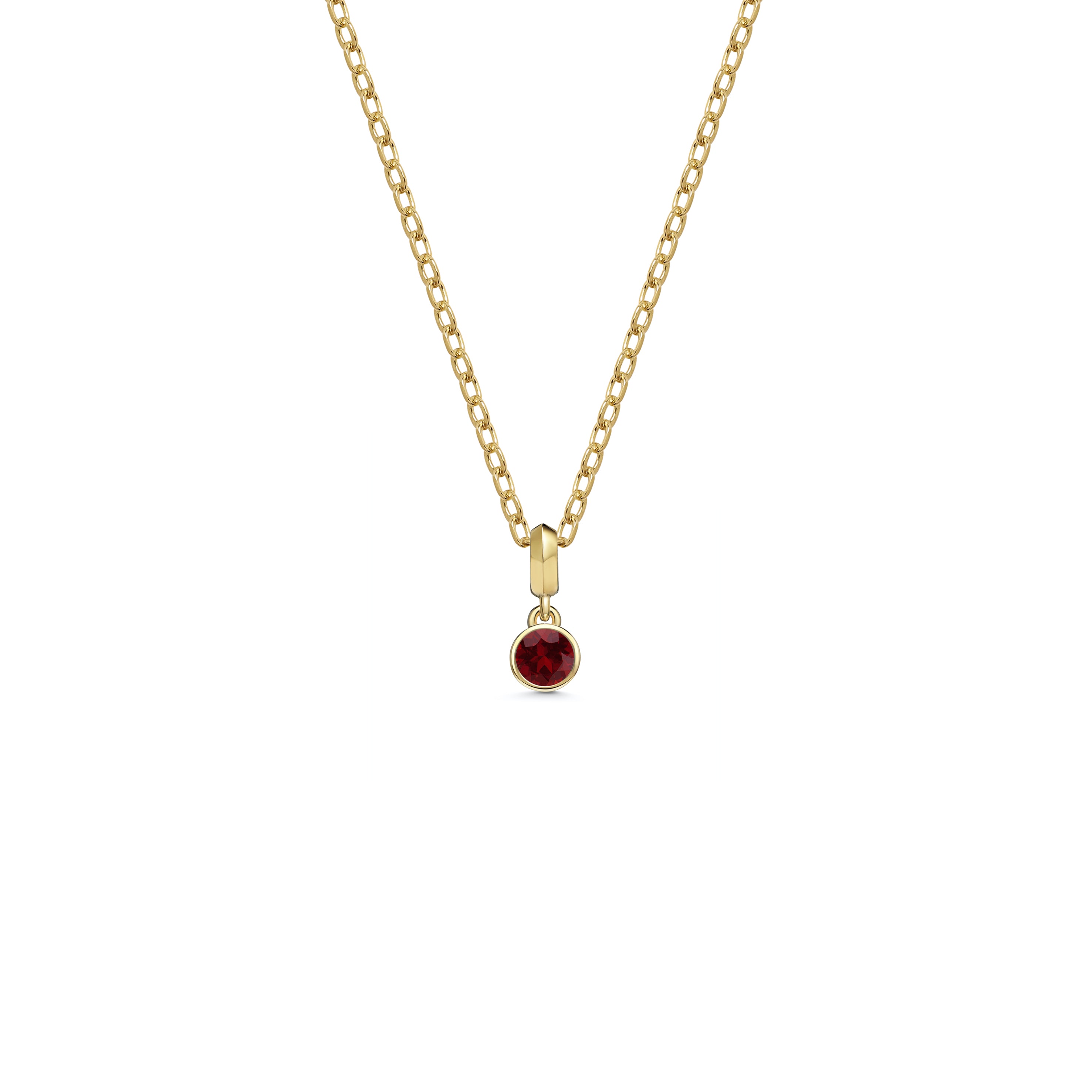 The Large Droplet Garnet Necklace by East London jeweller Rachel Boston | Discover our collections of unique and timeless engagement rings, wedding rings, and modern fine jewellery.