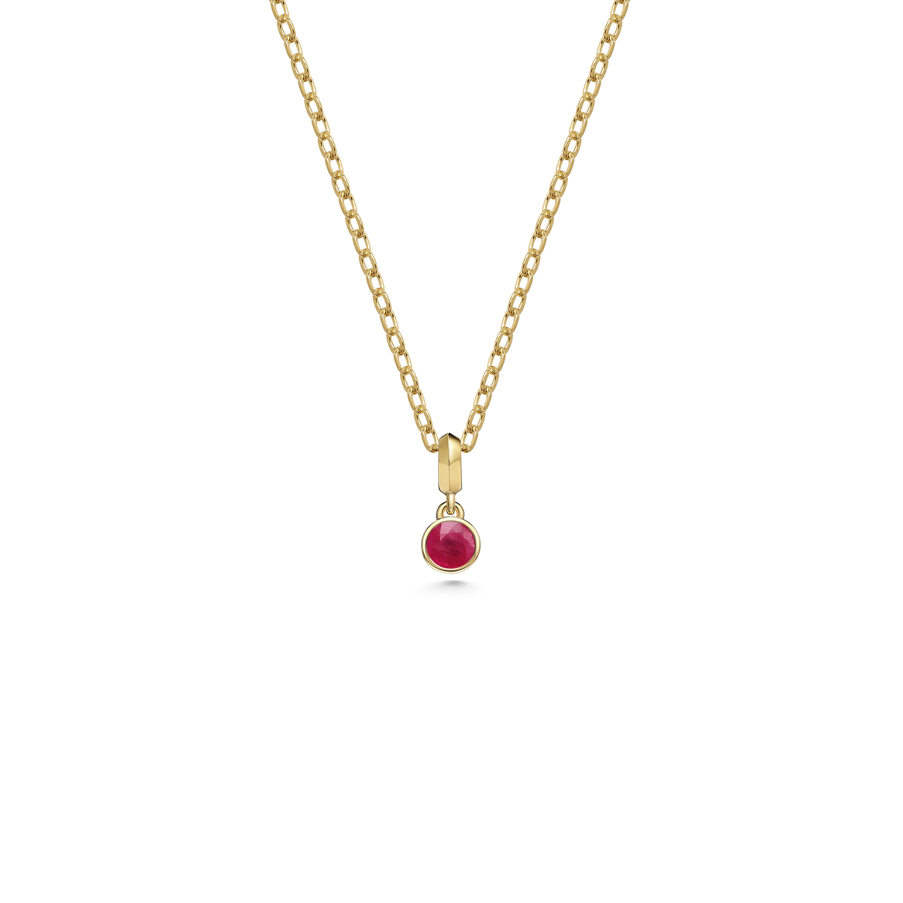 The Large Droplet Ruby Necklace by East London jeweller Rachel Boston | Discover our collections of unique and timeless engagement rings, wedding rings, and modern fine jewellery.