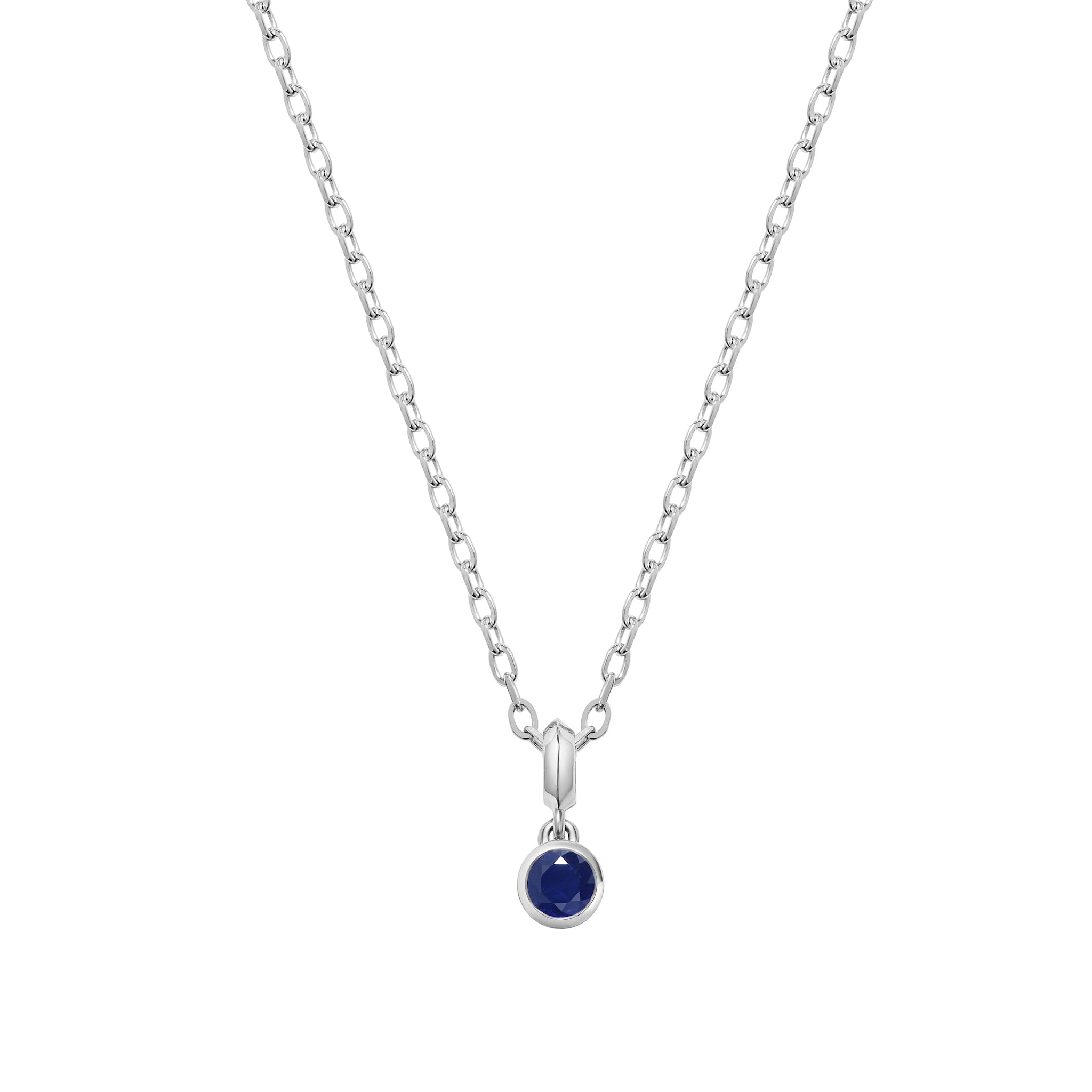 The Large Droplet Sapphire Necklace by East London jeweller Rachel Boston | Discover our collections of unique and timeless engagement rings, wedding rings, and modern fine jewellery.
