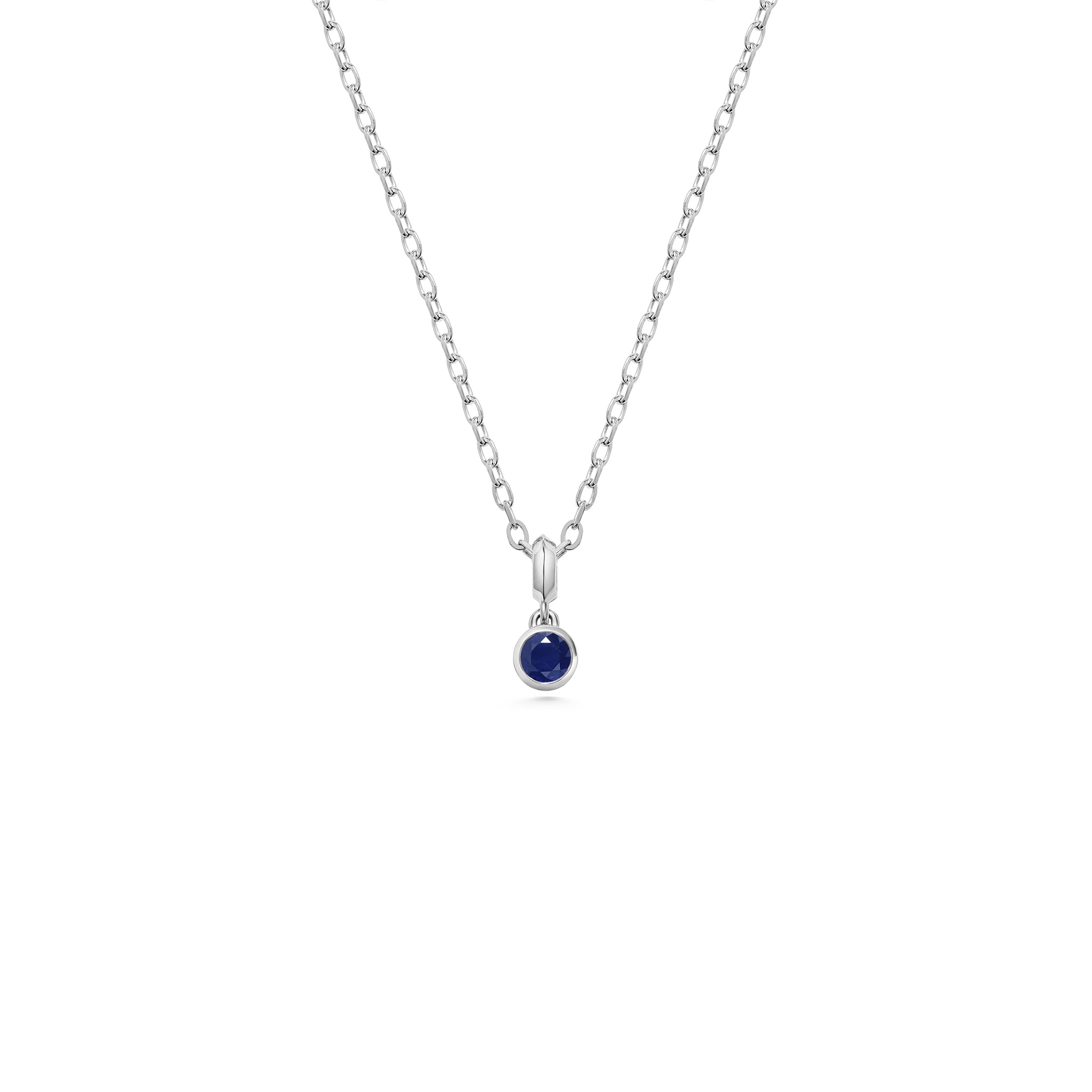 The Large Droplet Sapphire Necklace by East London jeweller Rachel Boston | Discover our collections of unique and timeless engagement rings, wedding rings, and modern fine jewellery.