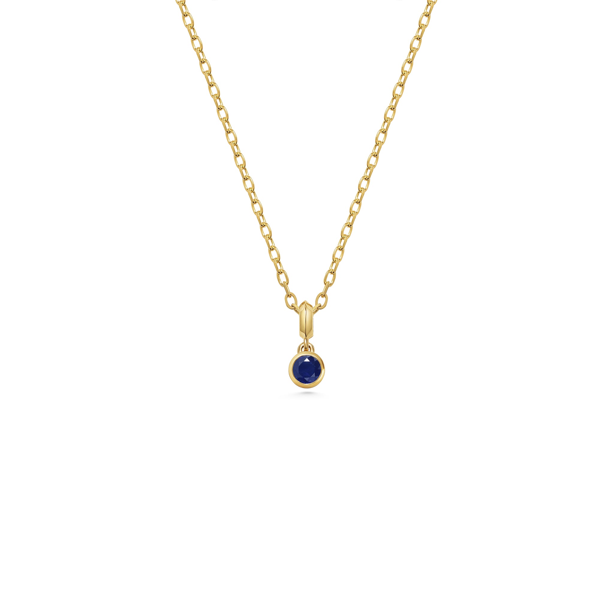 The Large Droplet Sapphire Necklace by East London jeweller Rachel Boston | Discover our collections of unique and timeless engagement rings, wedding rings, and modern fine jewellery.