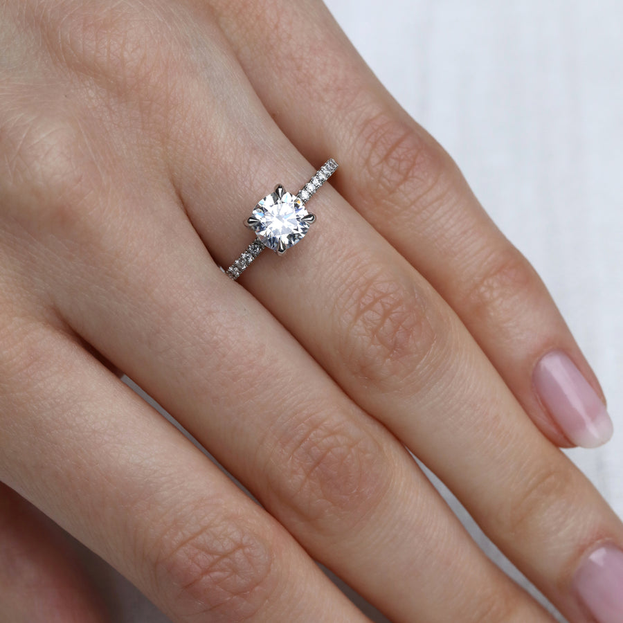 The Luna Ring - Cushion Cut by East London jeweller Rachel Boston | Discover our collections of unique and timeless engagement rings, wedding rings, and modern fine jewellery. - Rachel Boston Jewellery