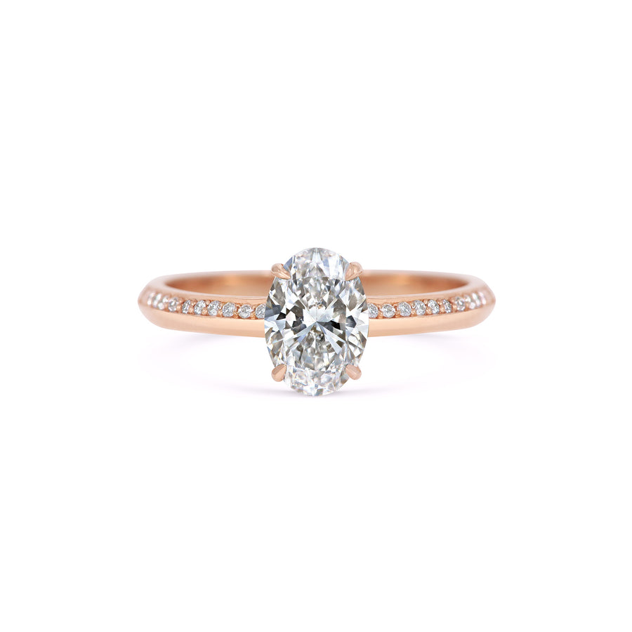 The Lyra Ring with Diamonds - Oval Cut by East London jeweller Rachel Boston | Discover our collections of unique and timeless engagement rings, wedding rings, and modern fine jewellery. - Rachel Boston Jewellery