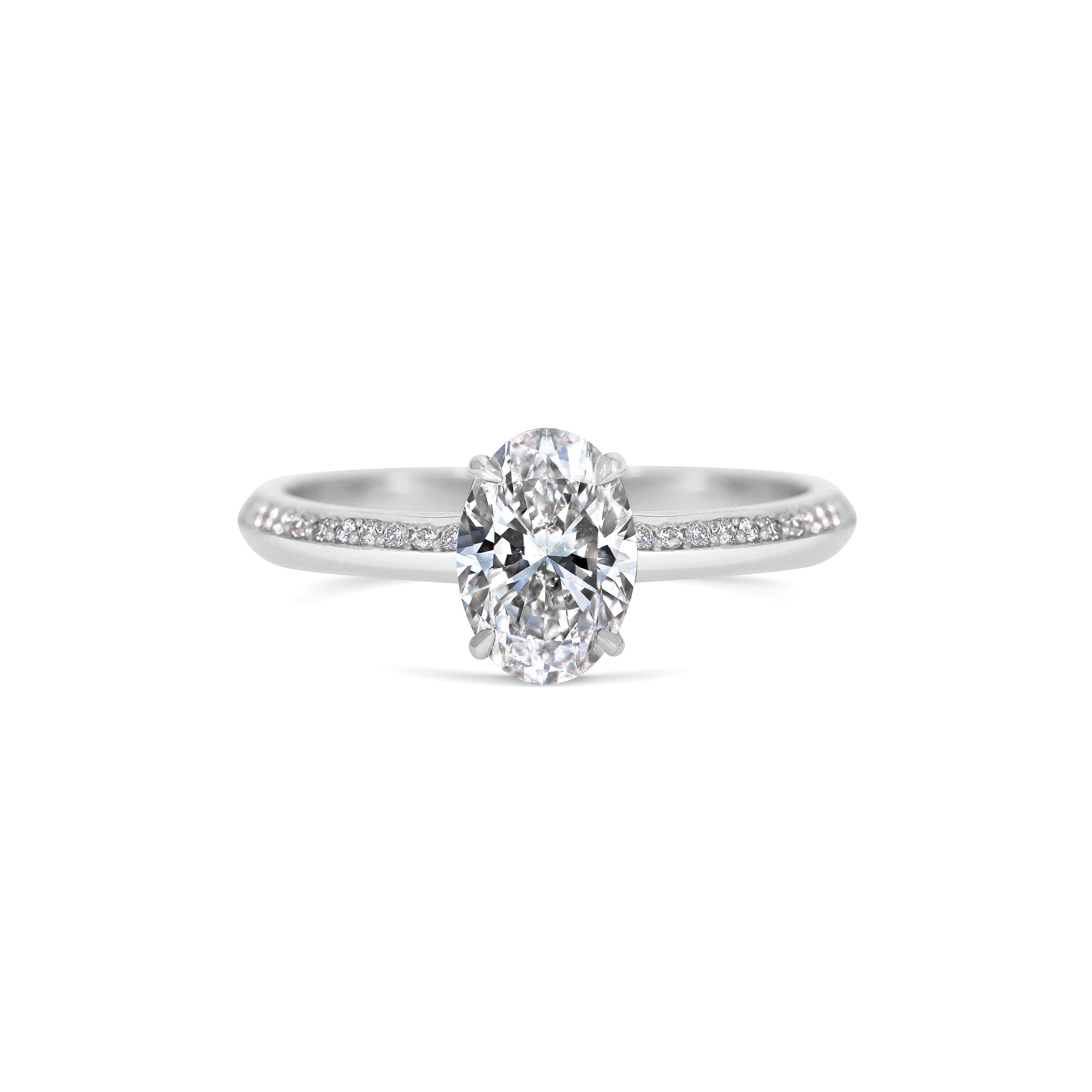 The Lyra Ring with Diamonds - Oval Cut by East London jeweller Rachel Boston | Discover our collections of unique and timeless engagement rings, wedding rings, and modern fine jewellery.