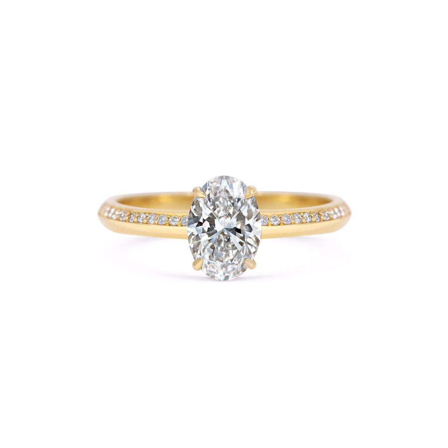 The Lyra Ring with Diamonds - Oval Cut by East London jeweller Rachel Boston | Discover our collections of unique and timeless engagement rings, wedding rings, and modern fine jewellery. - Rachel Boston Jewellery
